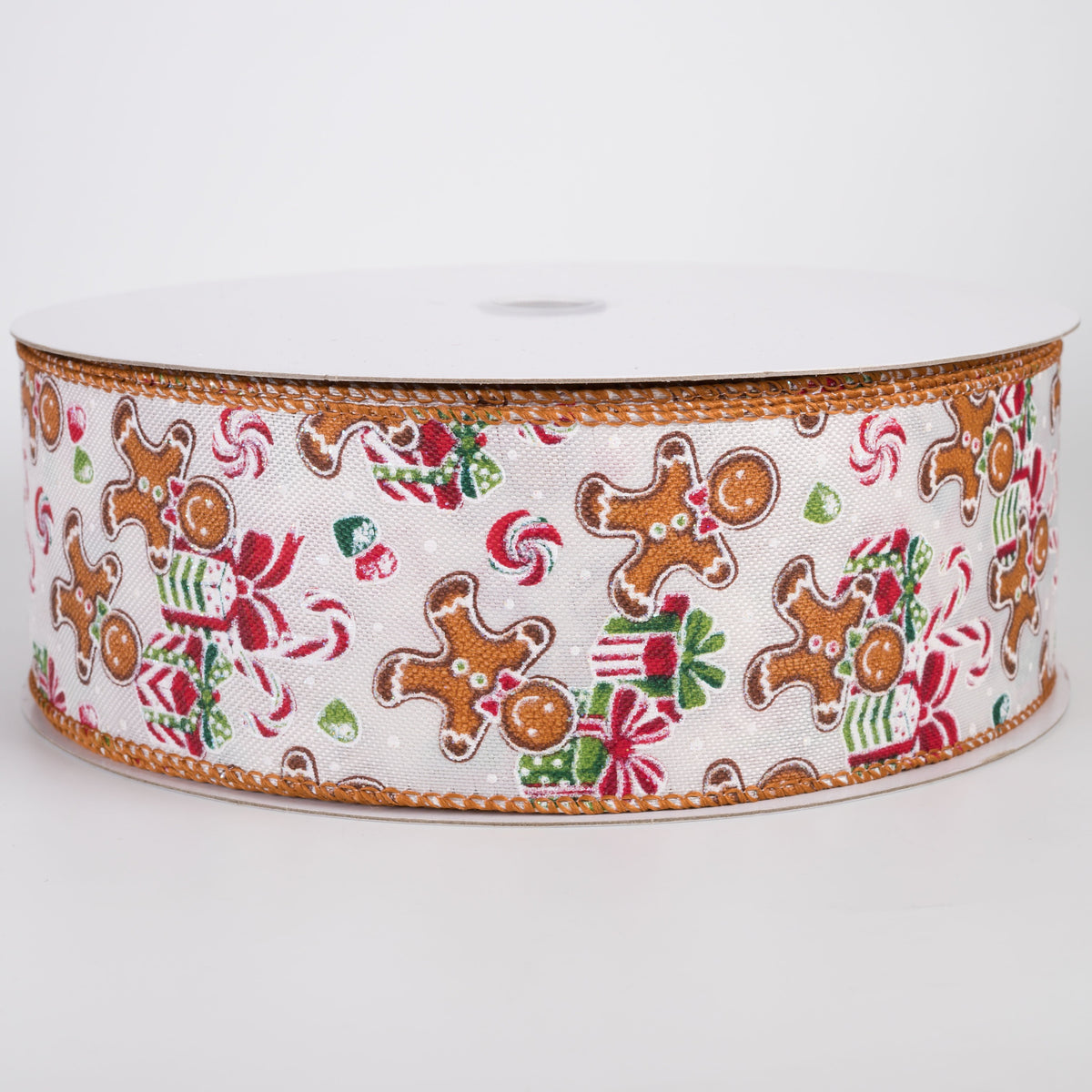 2.5" Linen Gingerbread Presents Ribbon: Ivory (50 Yards) Item Number: 871-40-631