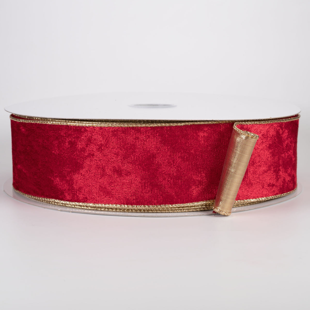 2.5" Lush Velvet Metallic Backed Ribbon: Red & Gold (50 Yards) Item Number: 871-40-634