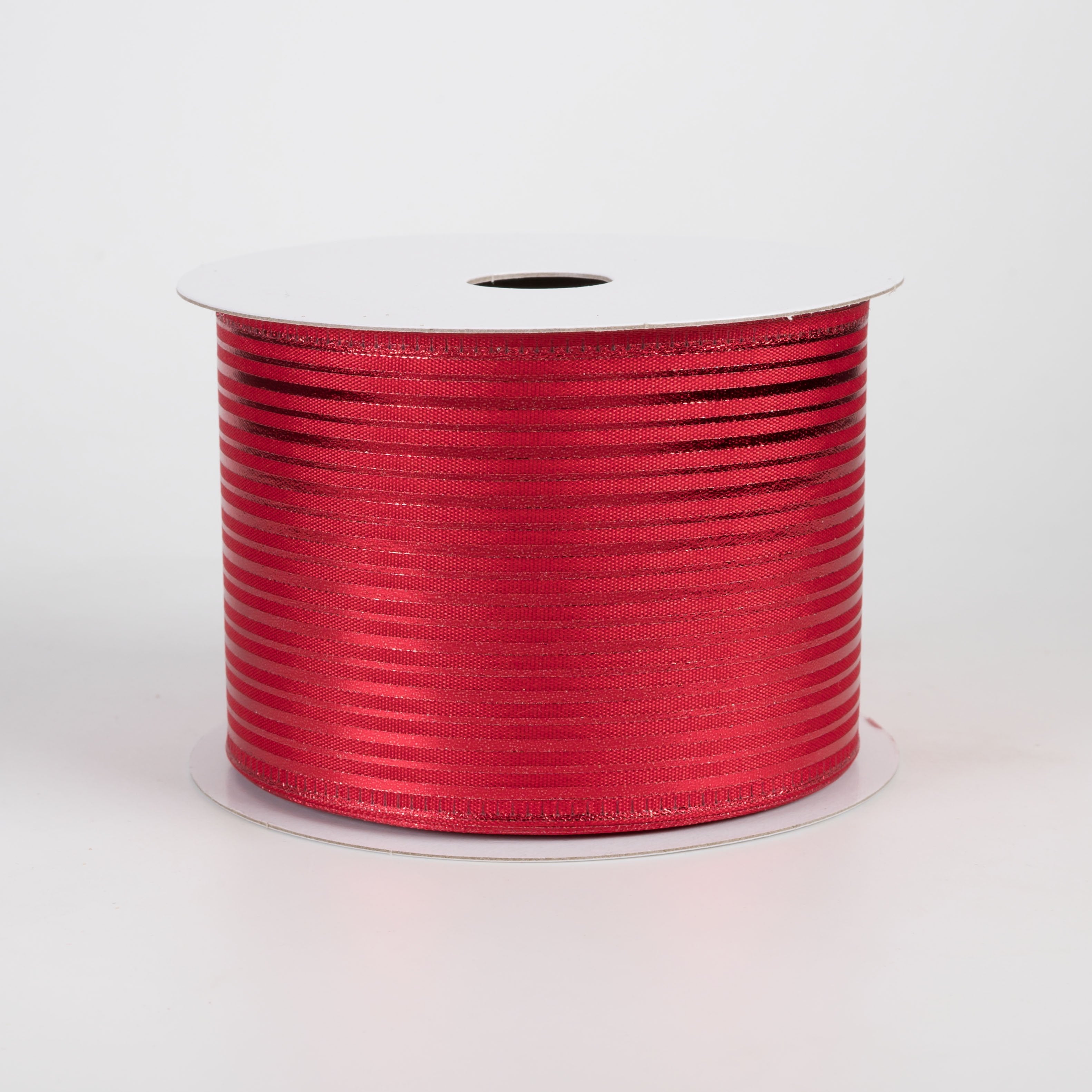 2.5" Metallic Embossed Vertical Grain Satin Ribbon: Red (10 Yards) Item Number: 76555-40-12