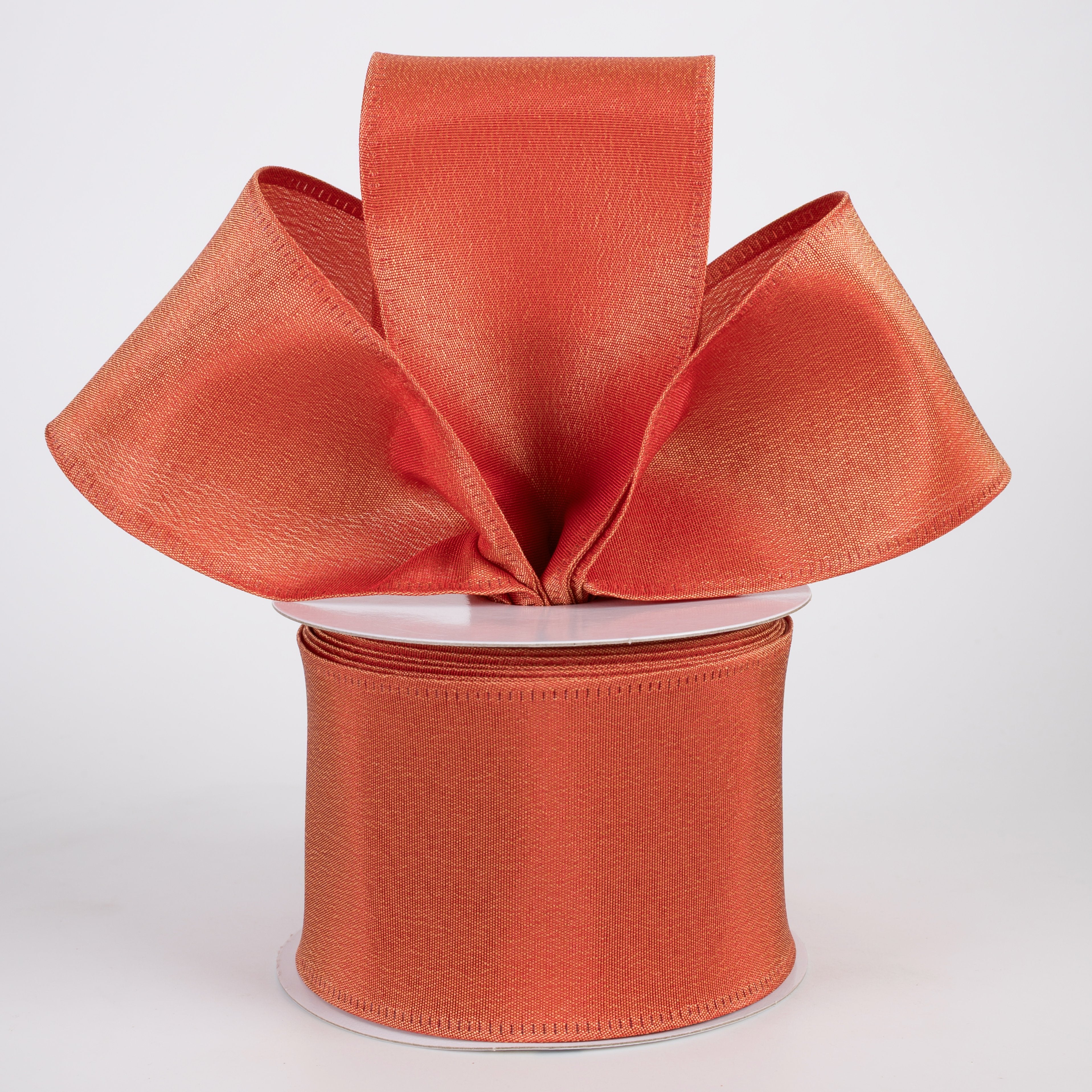 2.5" Metallic Satin Ribbon: Rust Orange (10 Yards) Lifestyle Photo