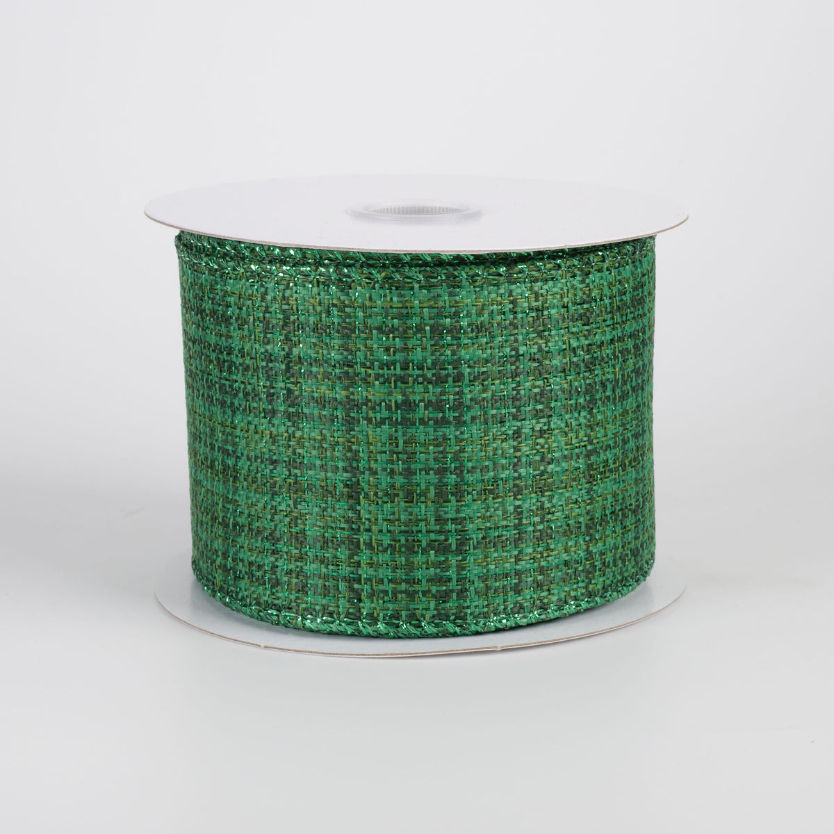 2.5" Metallic Textured Linen Ribbon: Emerald Green (10 Yards) Item Number: 71639-40-17