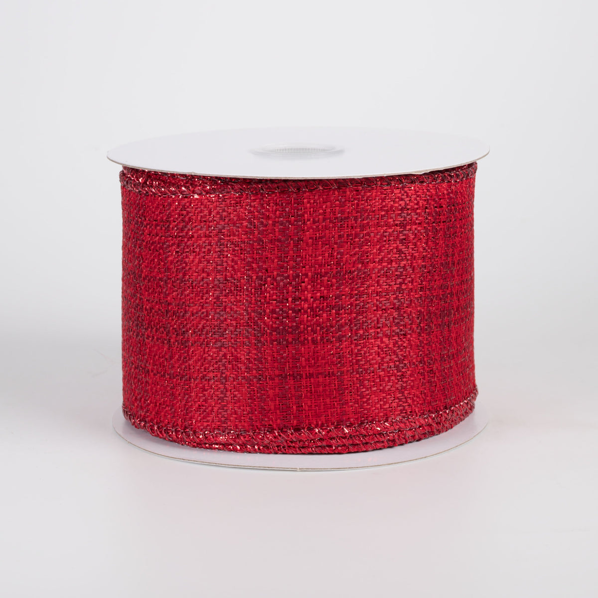 2.5" Metallic Textured Linen Ribbon: Red (10 Yards) Item Number: 71639-40-10