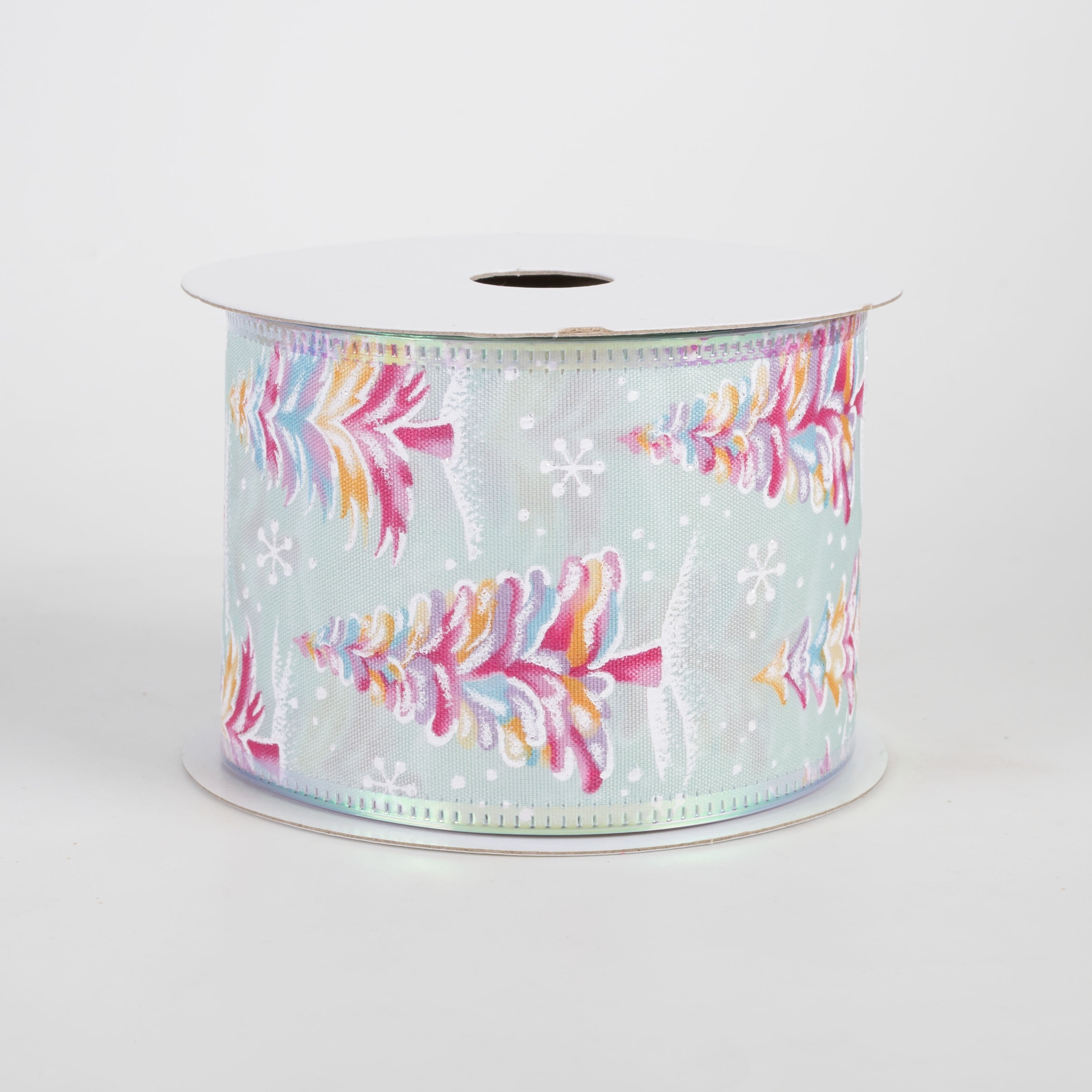 2.5" Pastel Snowy Trees Iridescent Edge Ribbon: Blue (10 Yards) Item Number: 76624-40-06
