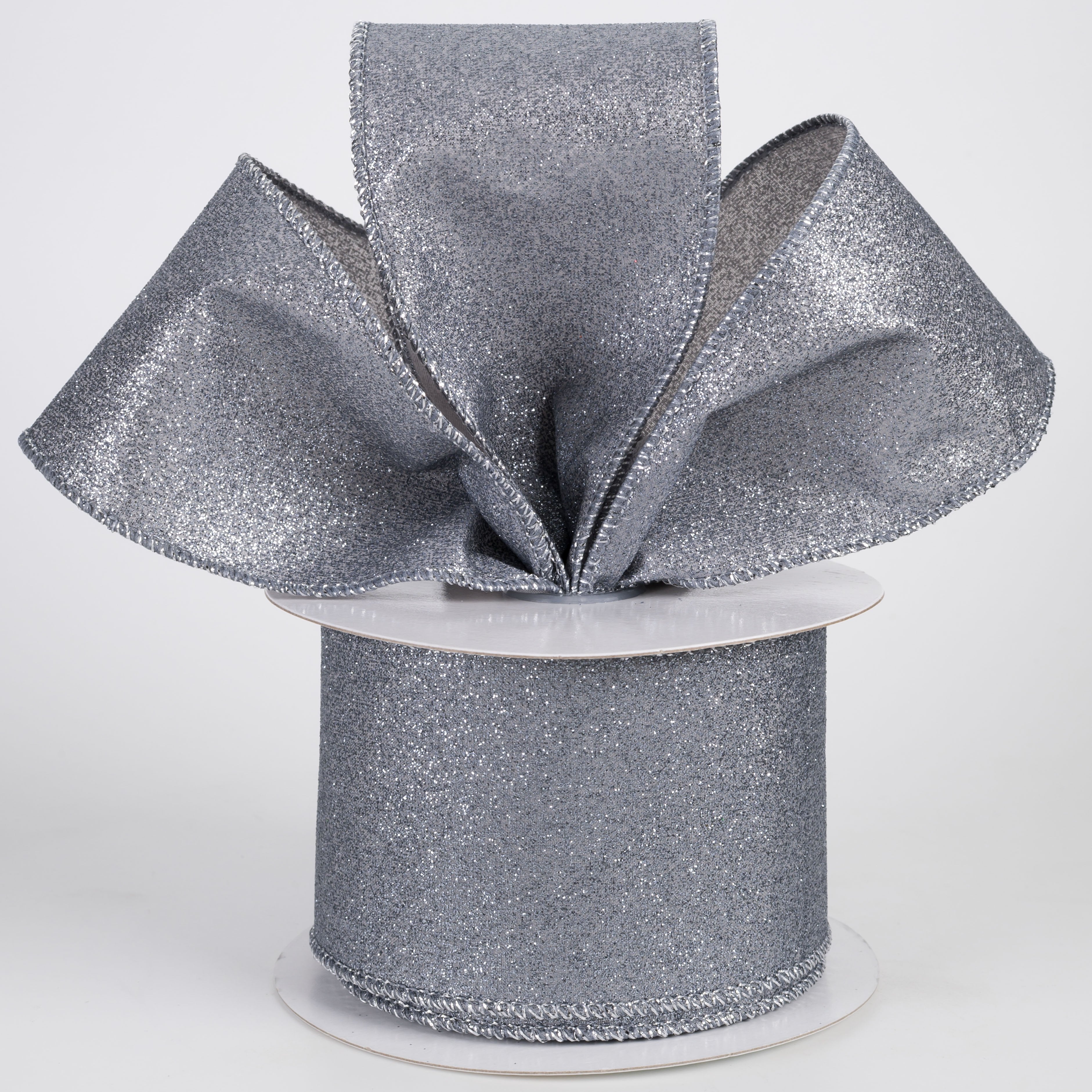 2.5" Shimmer Glitter Ribbon: Pewter Grey (10 Yards) Lifestyle Photo