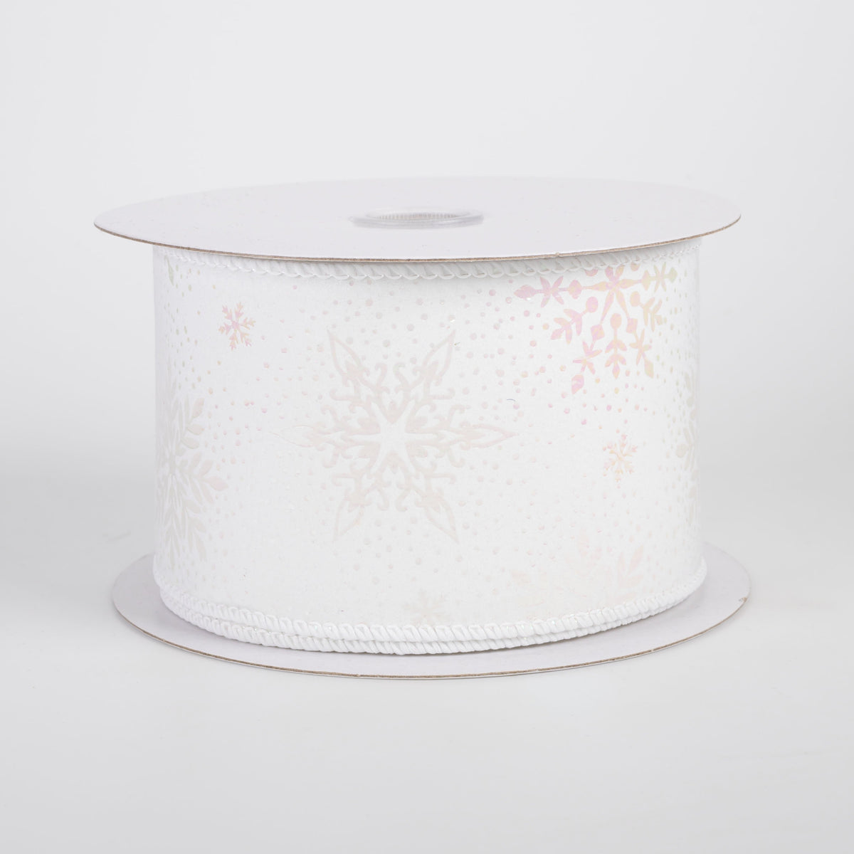2.5" Velvet Iridescent Embossed Snowflakes Ribbon: White (10 Yards) Item Number: 71624-40-03