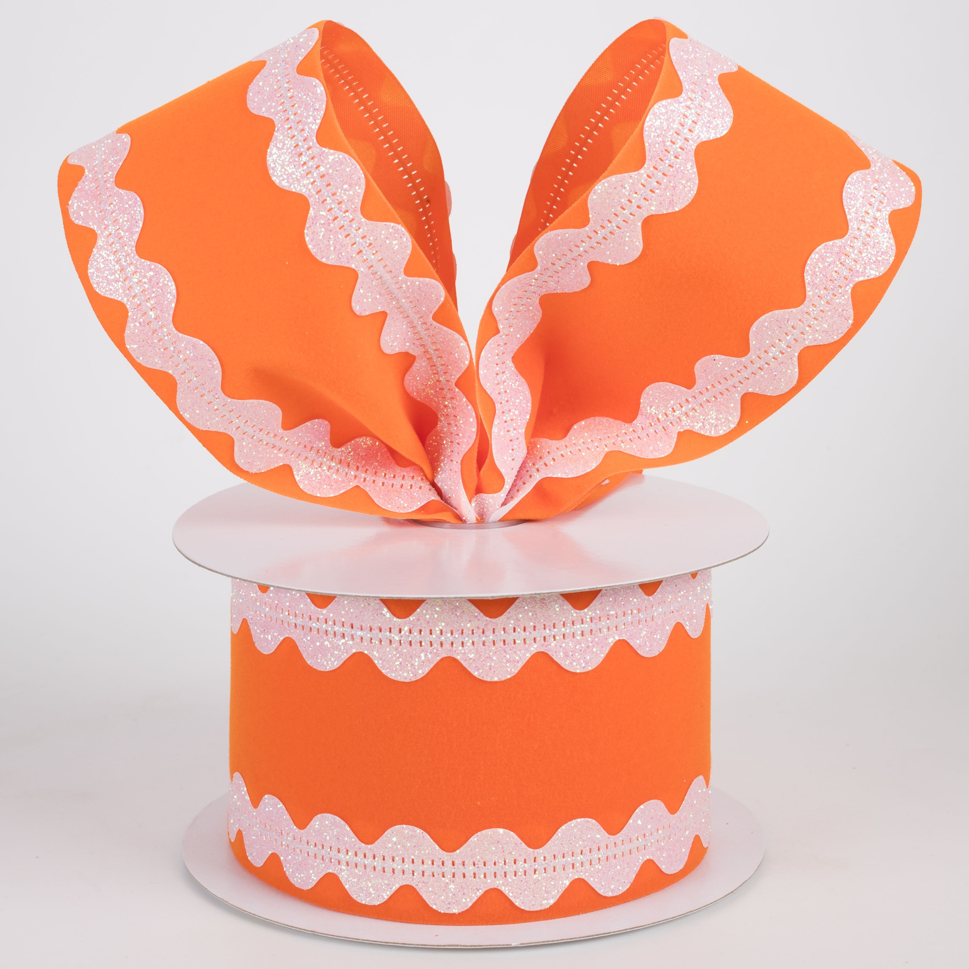 2.5" Velvet Iridescent Ric Rac Edge Ribbon: Orange (10 Yards) Lifestyle Photo