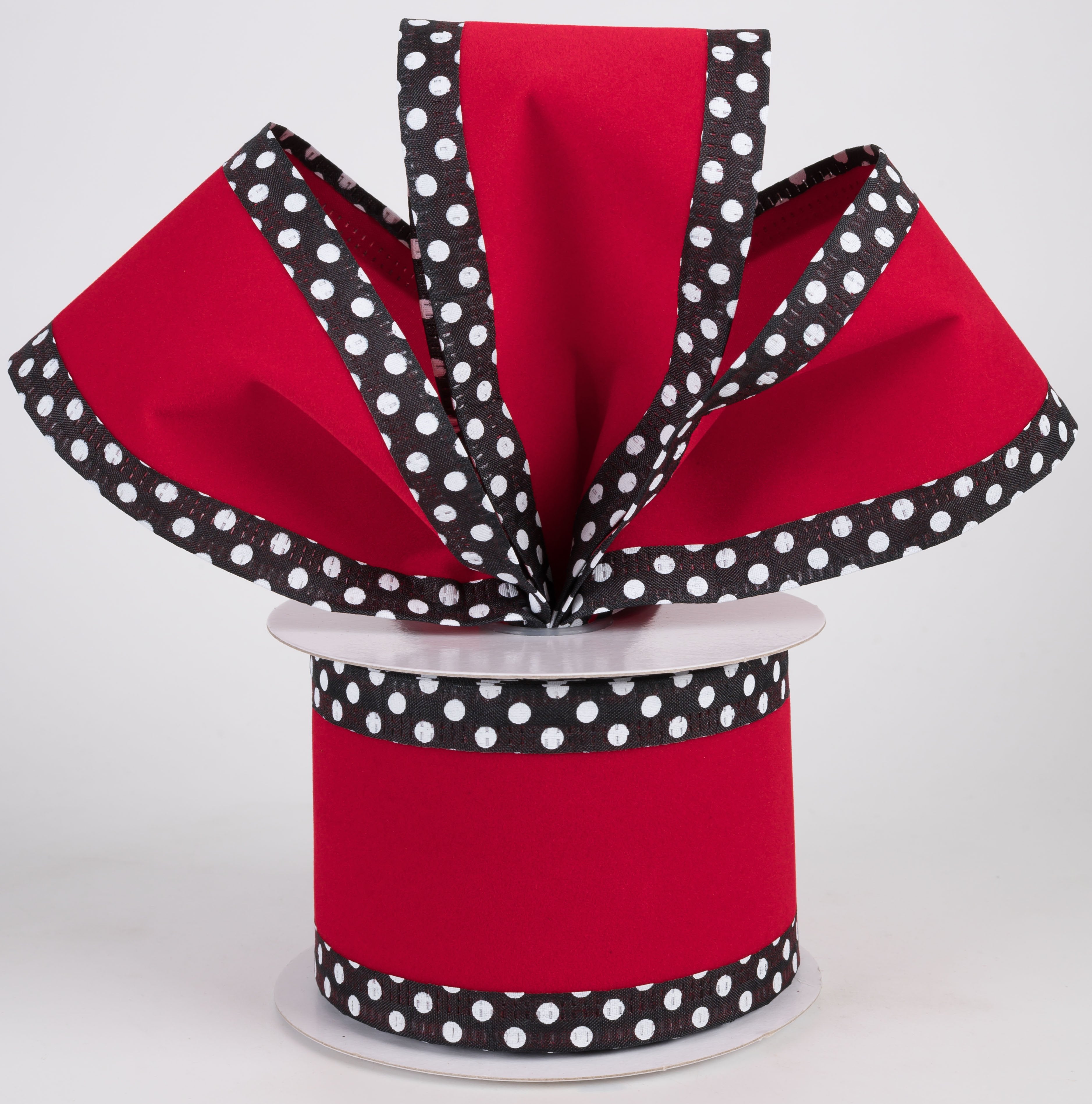 2.5" Velvet Polka Dot Edge Ribbon: Red, Black & White (10 Yards) Lifestyle Photo
