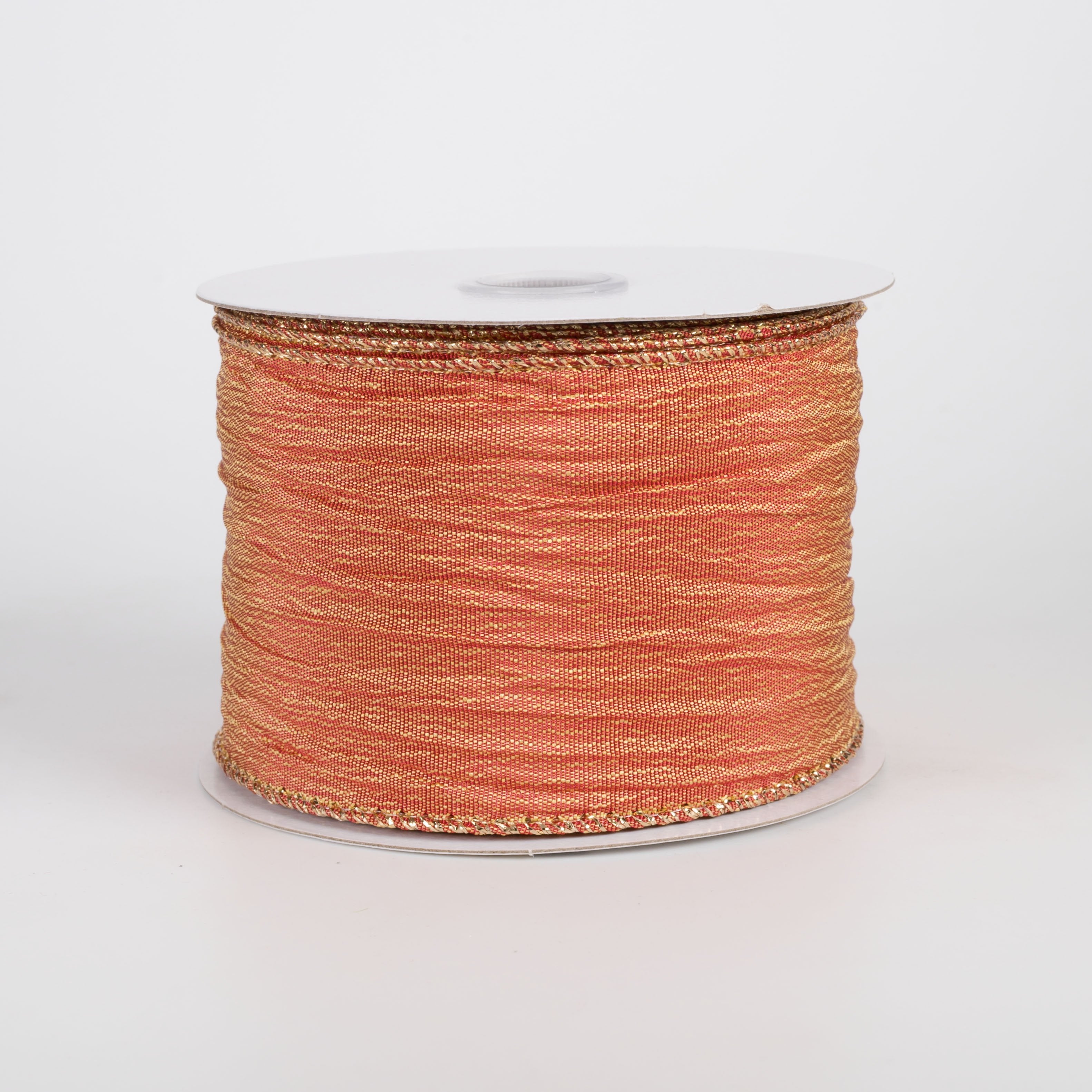 2.5" Vertical Wrinkle Metallic Satin Ribbon: Rust Orange (10 Yards) Item Number: 61608-40-19