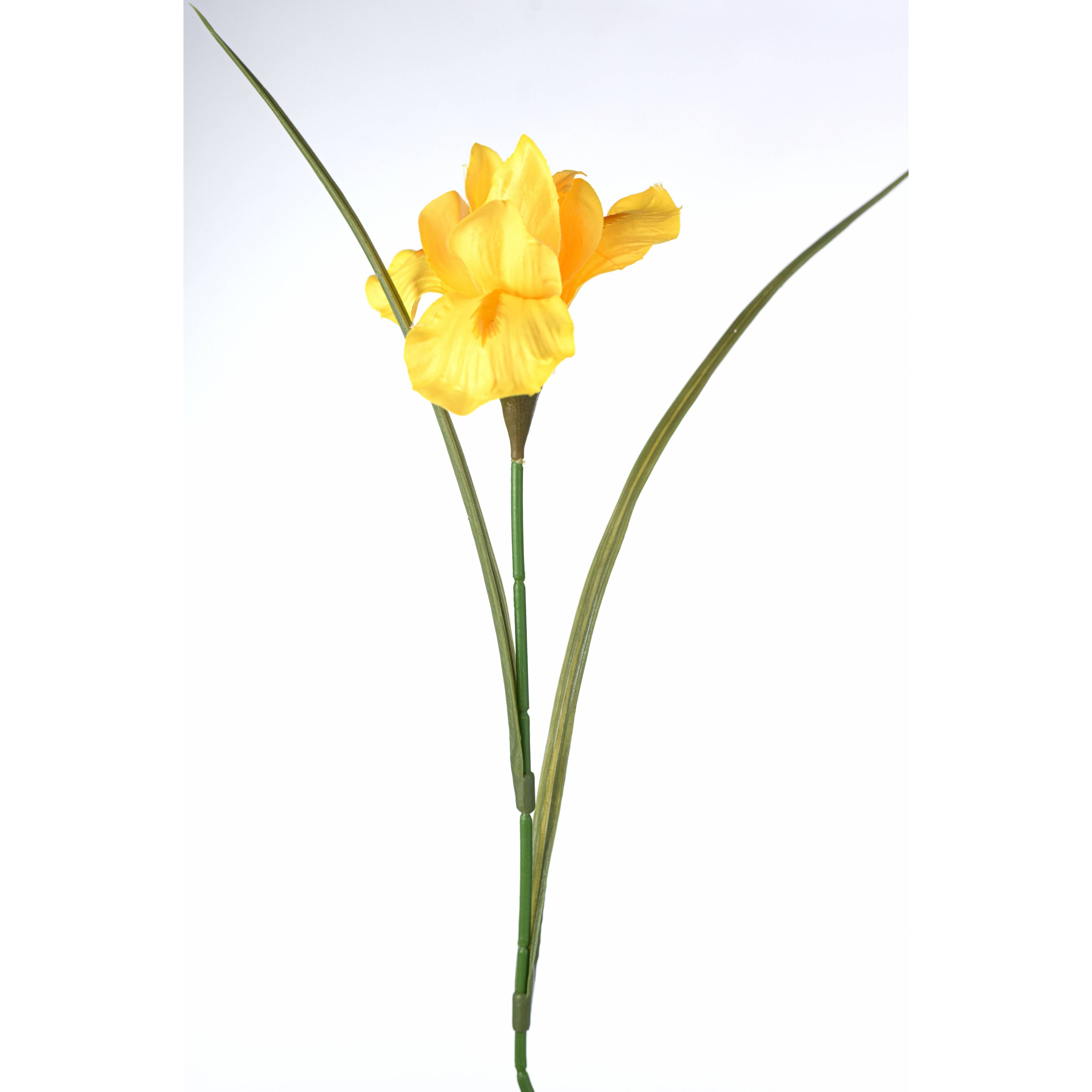20" Artificial Iris Bush: Golden Yellow (12 Stem) detail photo 4