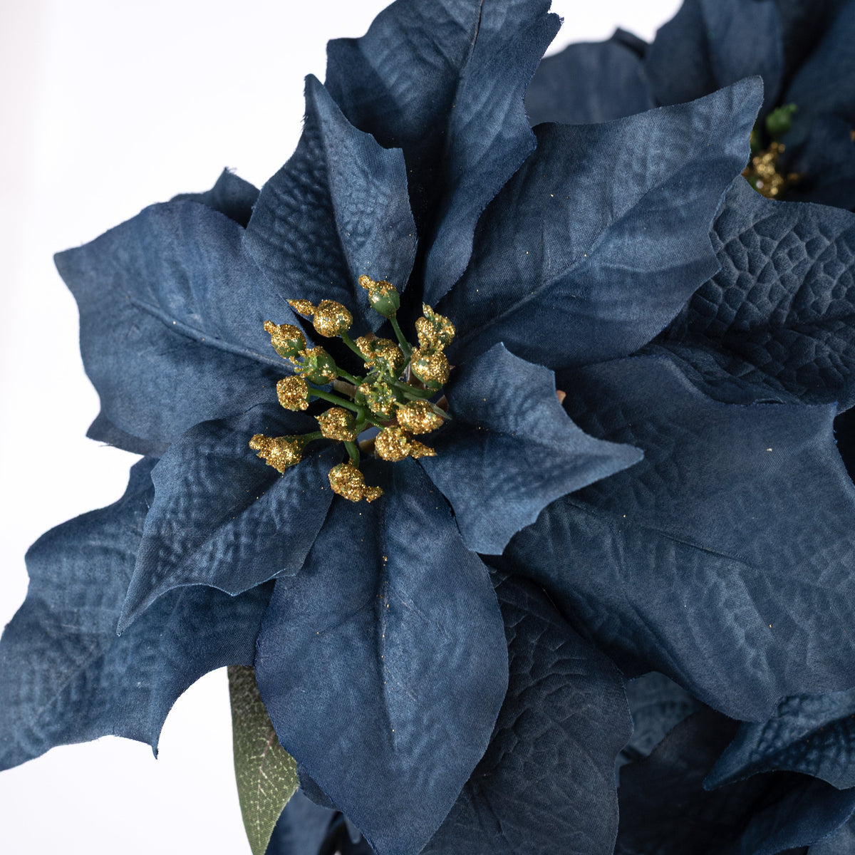 20" Artificial Poinsettia Bush: Navy Blue (5 Stem) Lifestyle Photo