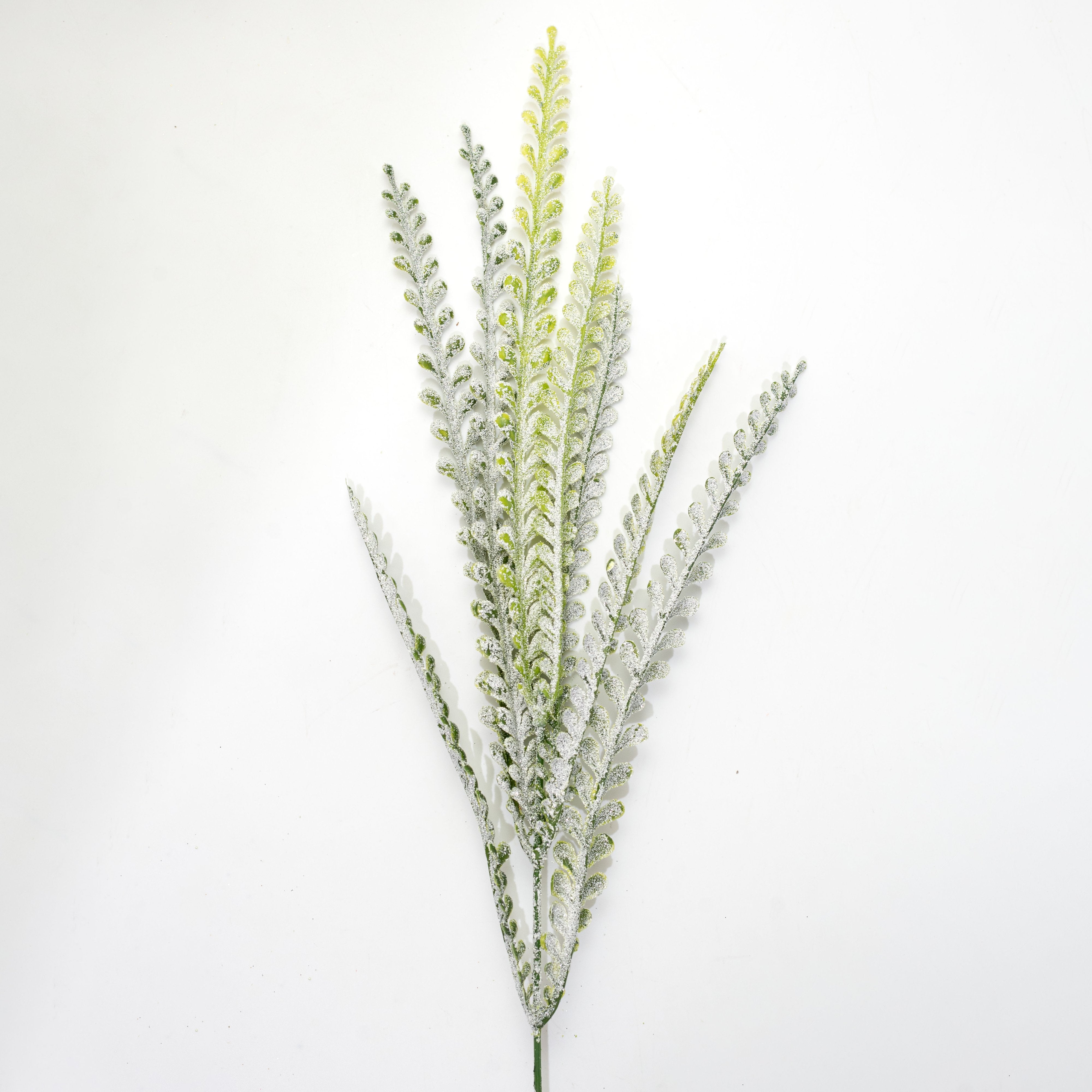 20" Beaded Fern Bush: Frosted Two-Tone Green detail photo 5
