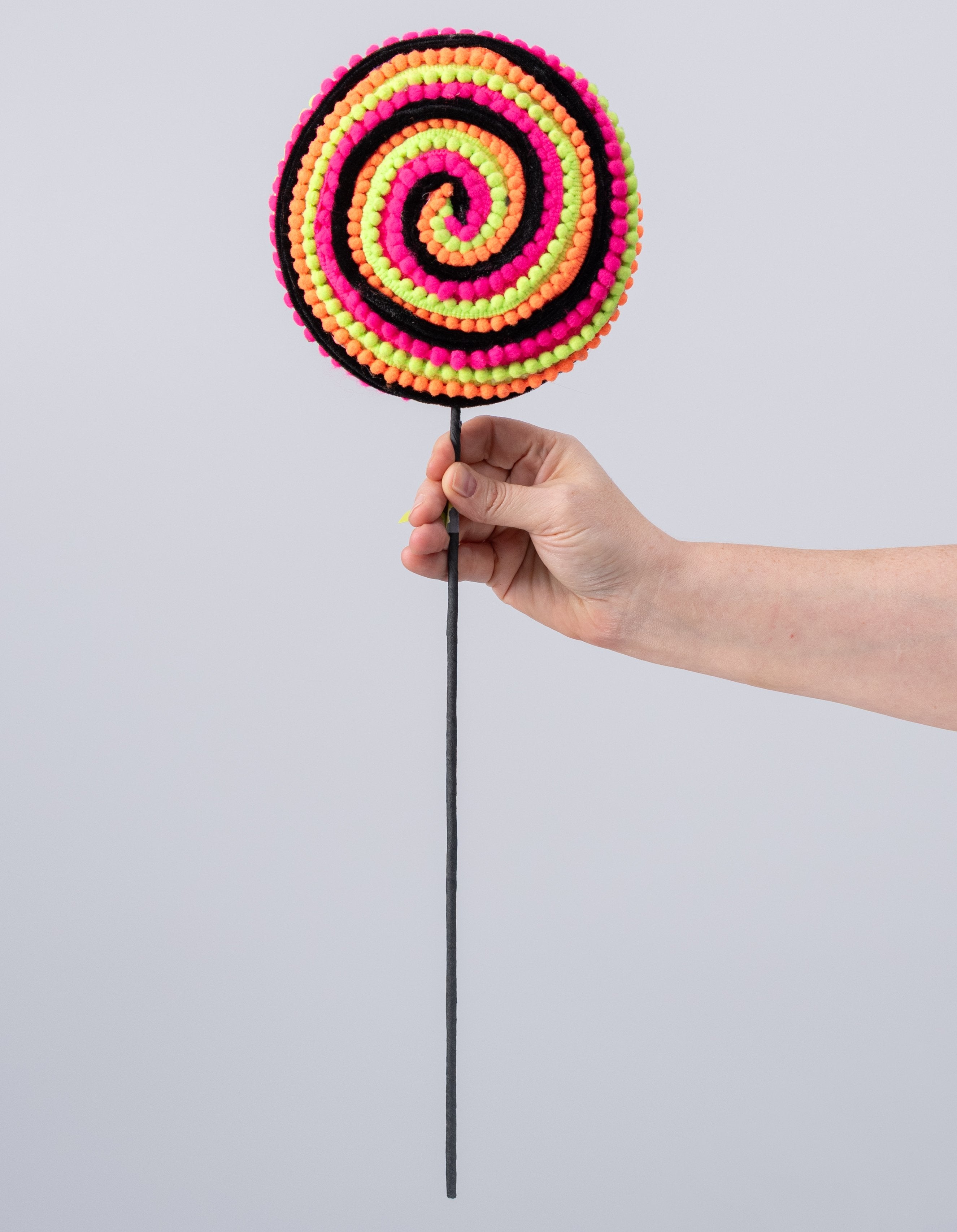 7" x 20" Chenille Pom Pom Lollipop Spray: Neon Halloween detail photo 3