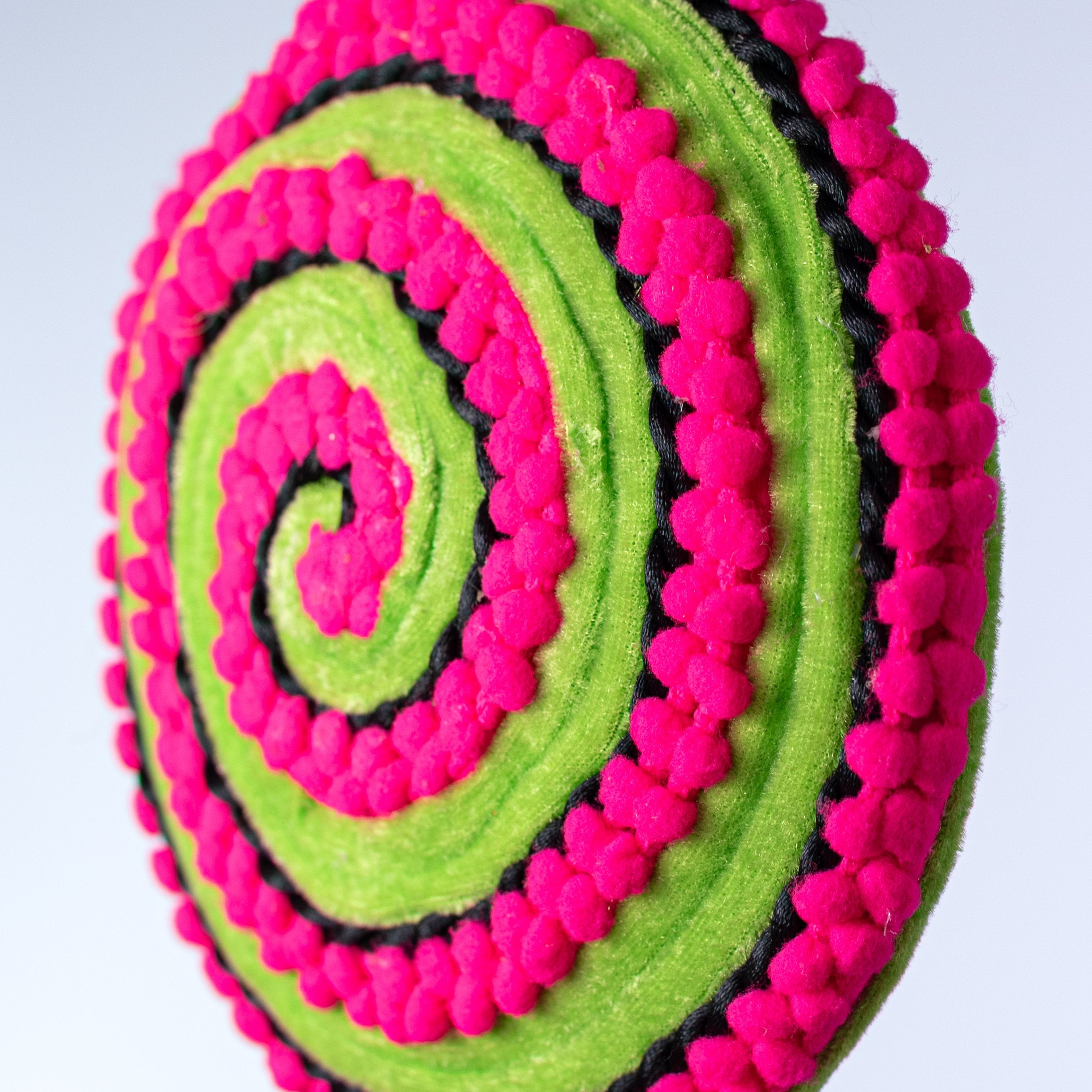 7" x 20" Chenille Pom Pom Lollipop Spray: Neon Hot Pink detail photo 4
