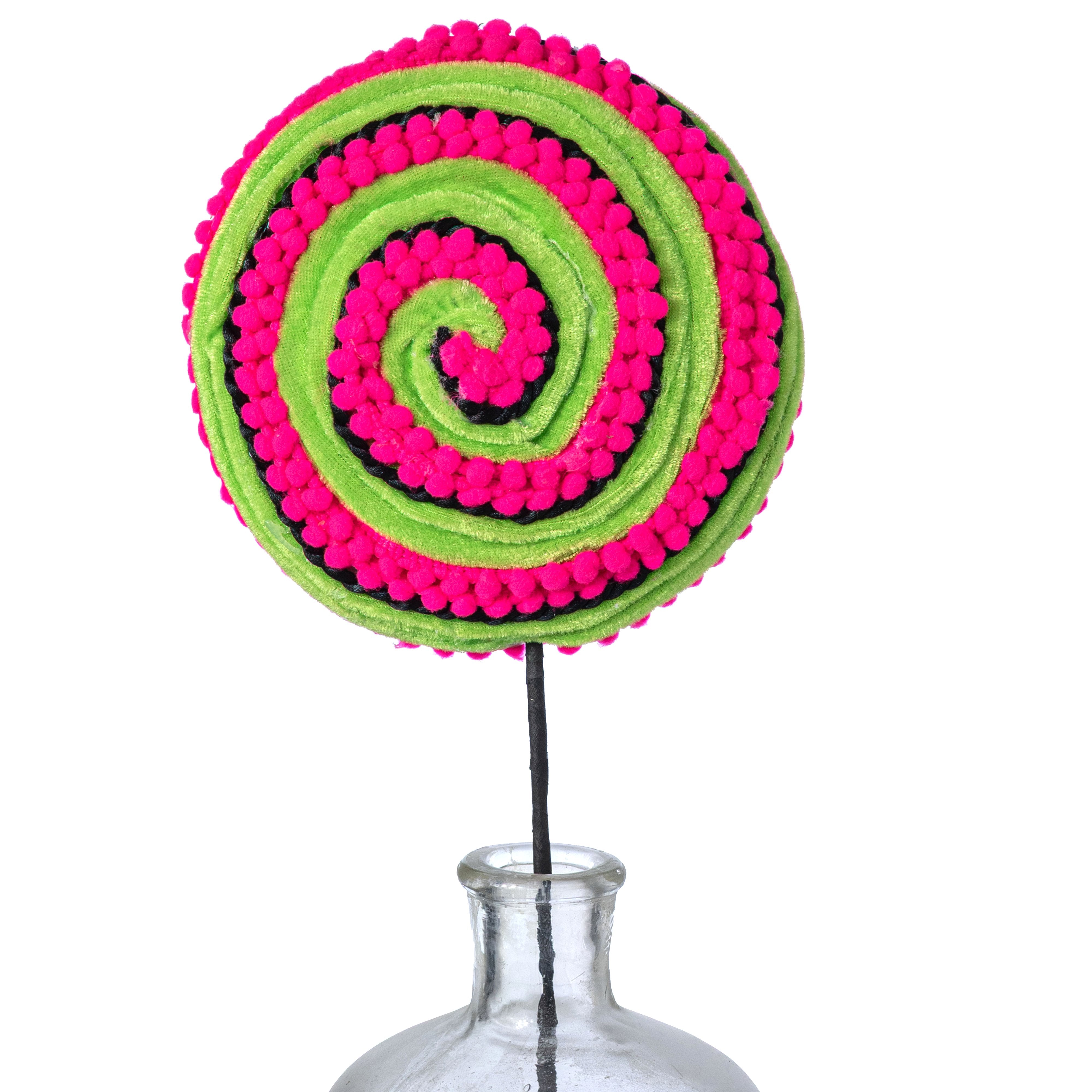 7" x 20" Chenille Pom Pom Lollipop Spray: Neon Hot Pink Item Number: 57389HTPK