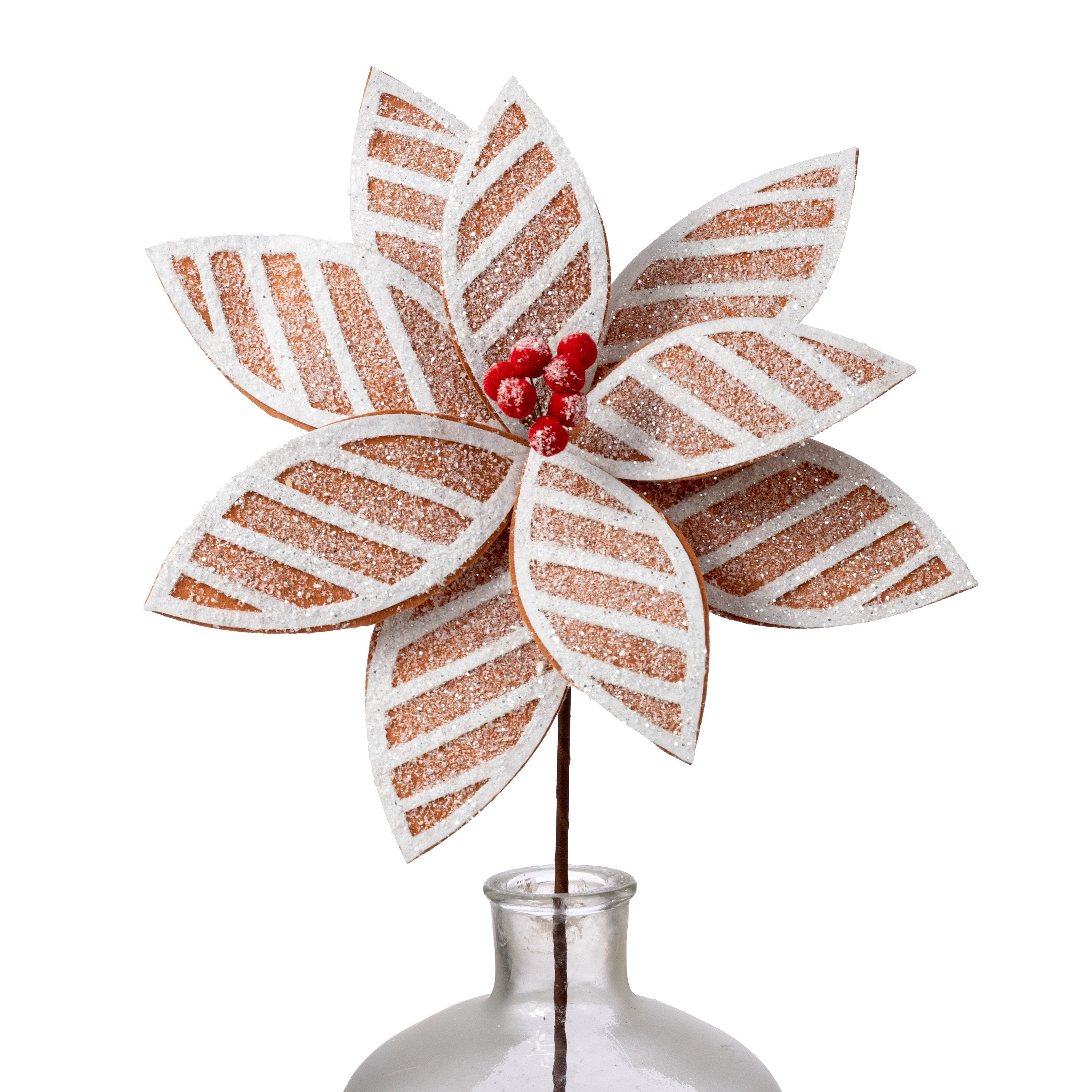 20" Frosted Stripe Poinsettia Stem: Gingerbread Item Number: 278094