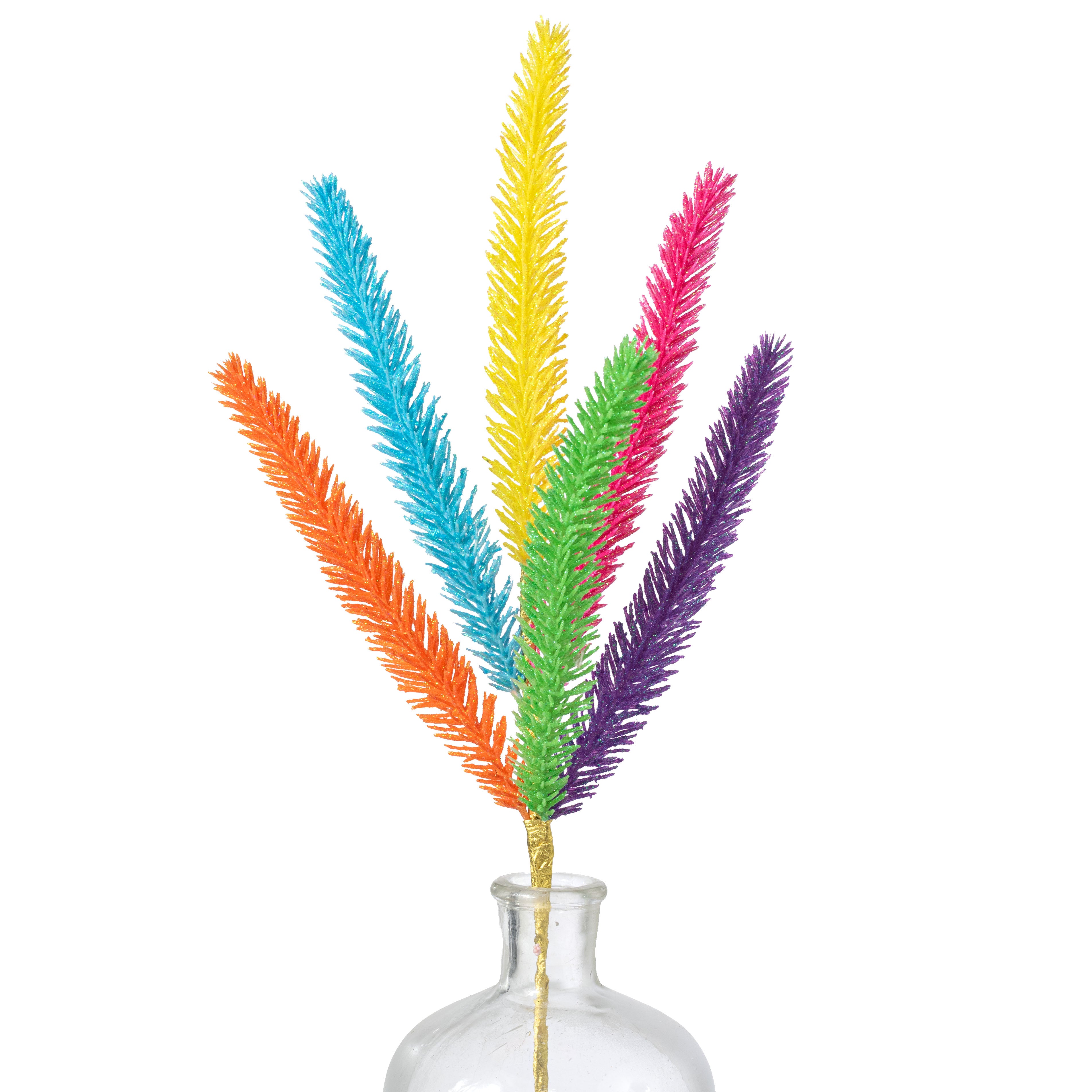 20" Glitter Spike Grass Spray: Neon Fiesta Item Number: MN046873