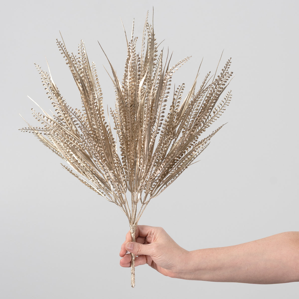 20" Glittered Button Fern Bush: Champagne Gold detail photo 3