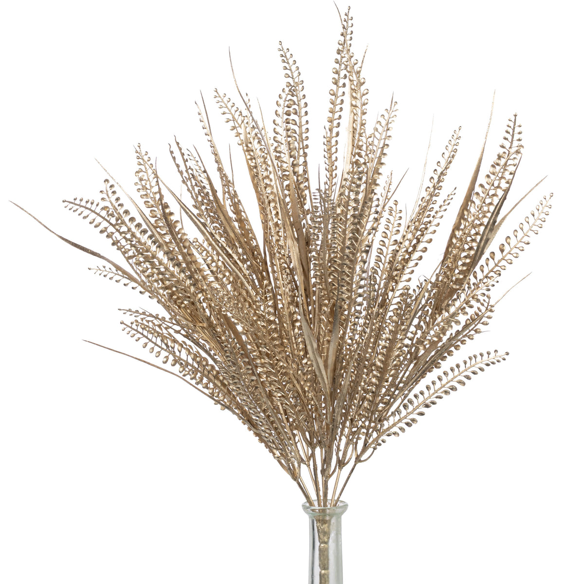 20" Glittered Button Fern Bush: Champagne Gold Item Number: 85797-CHAMP