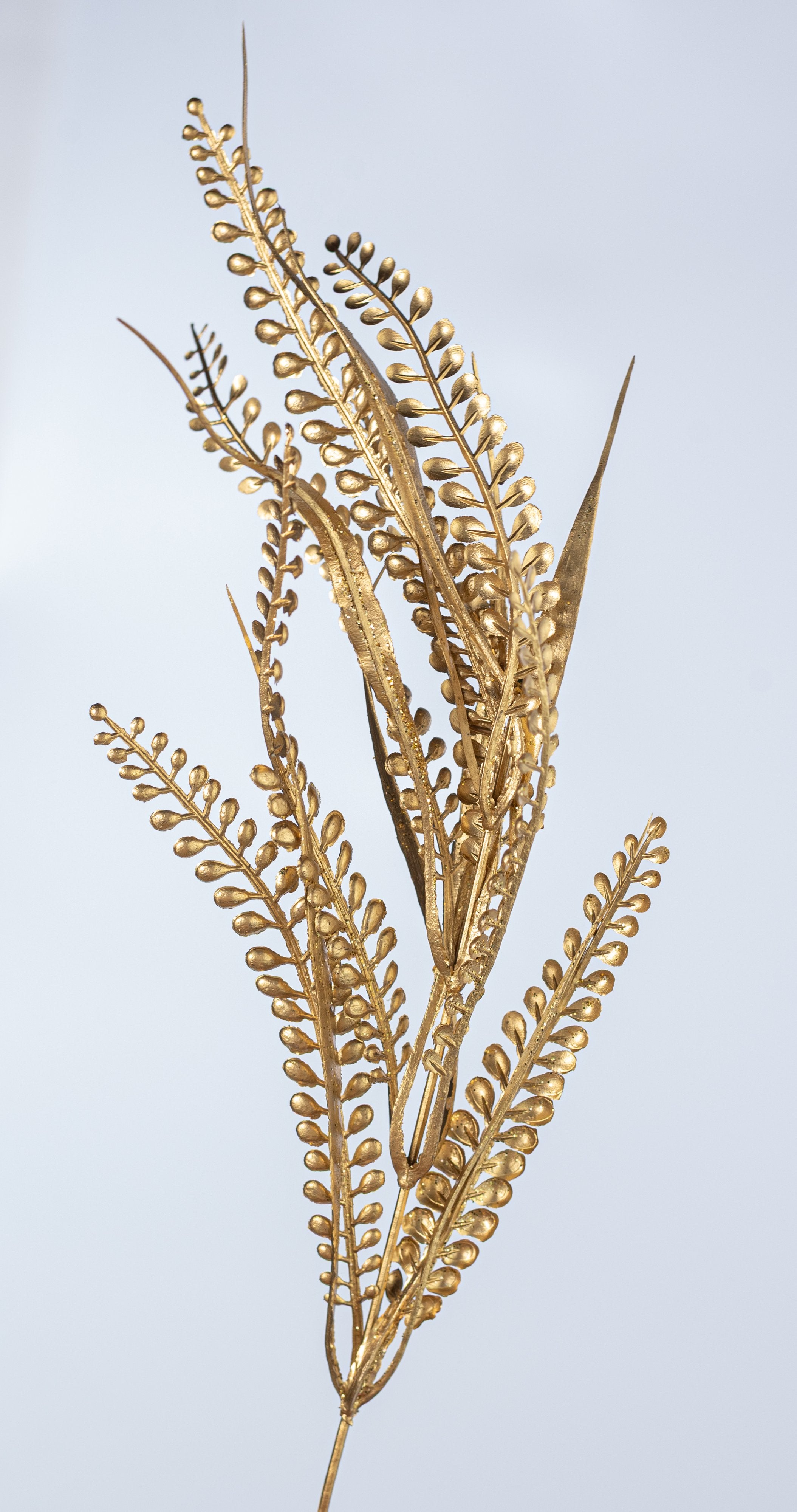 20" Glittered Button Fern Bush: Gold detail photo 4