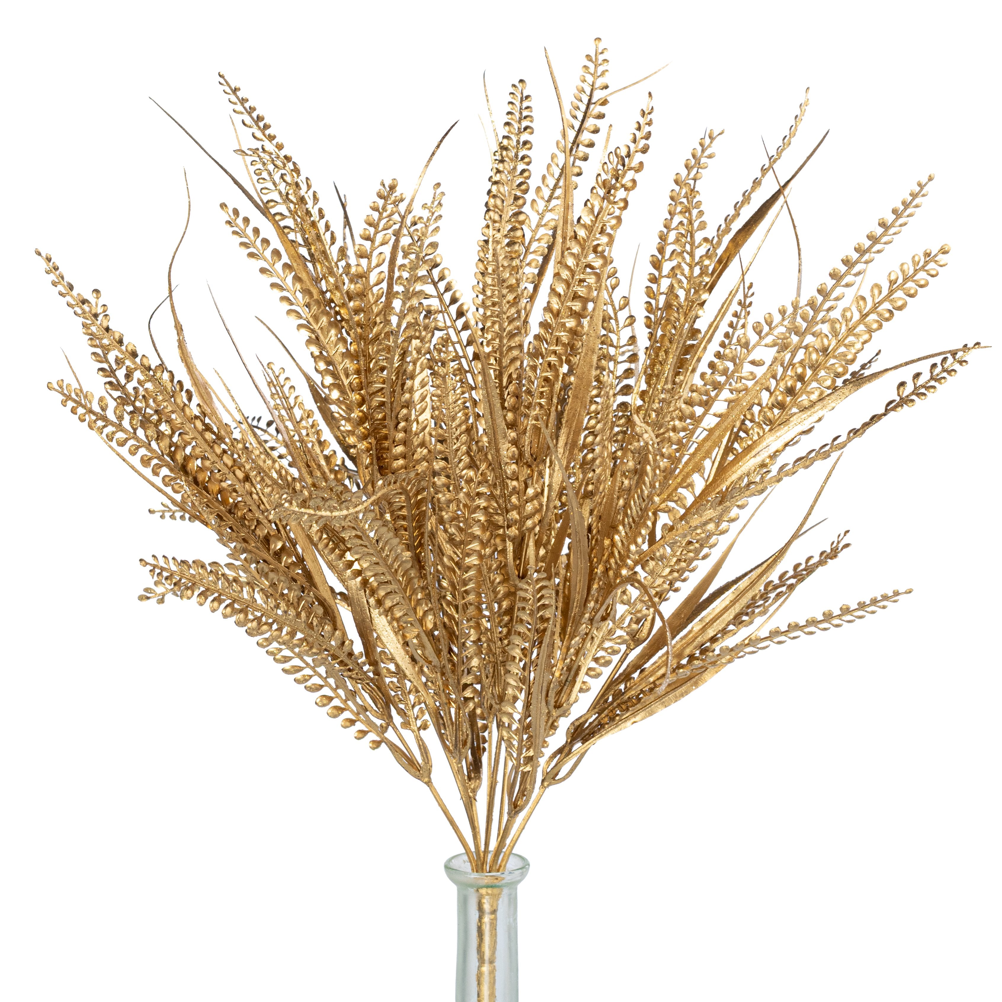 20" Glittered Button Fern Bush: Gold Item Number: 85797-GOLD