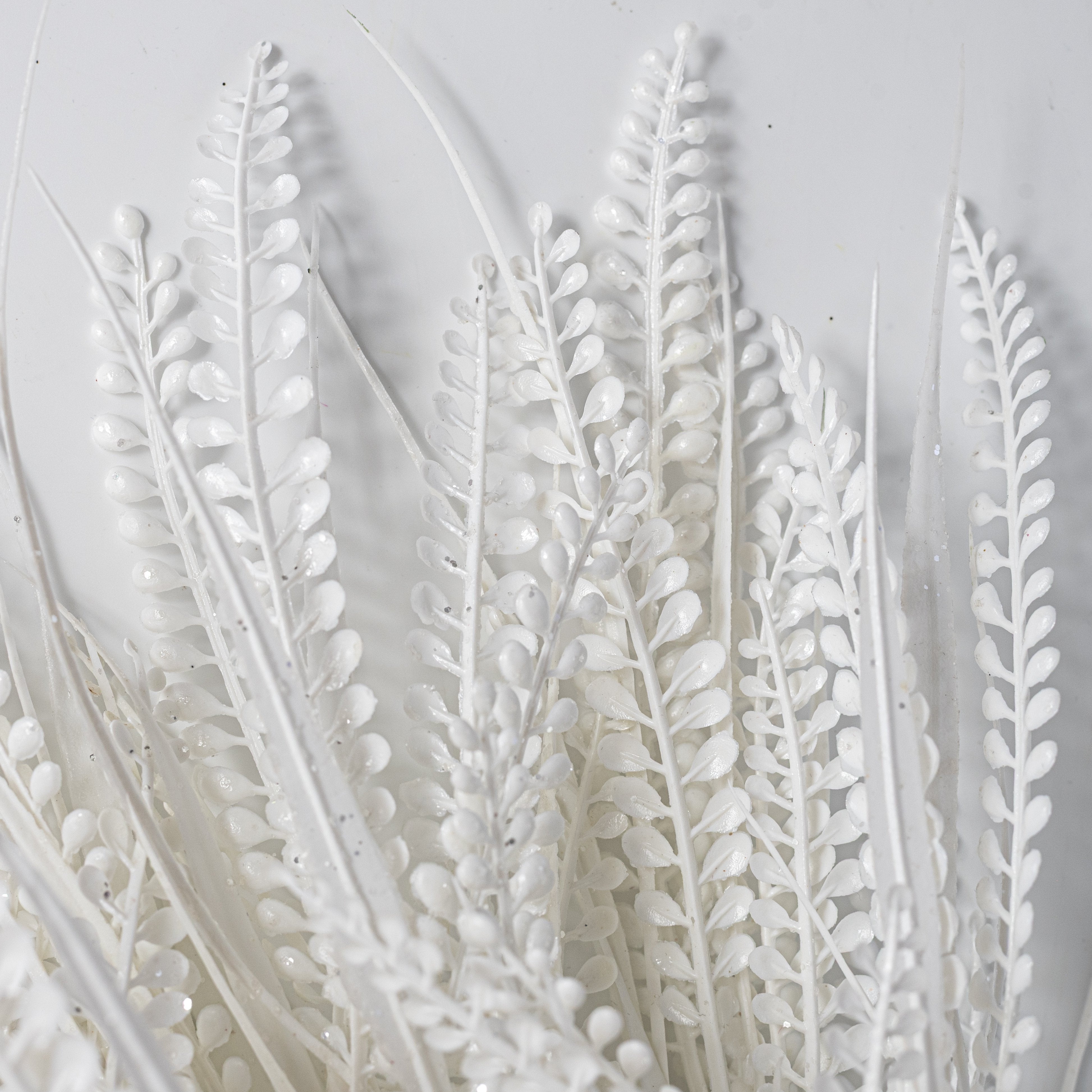20" Glittered Button Fern Bush: White Lifestyle Photo