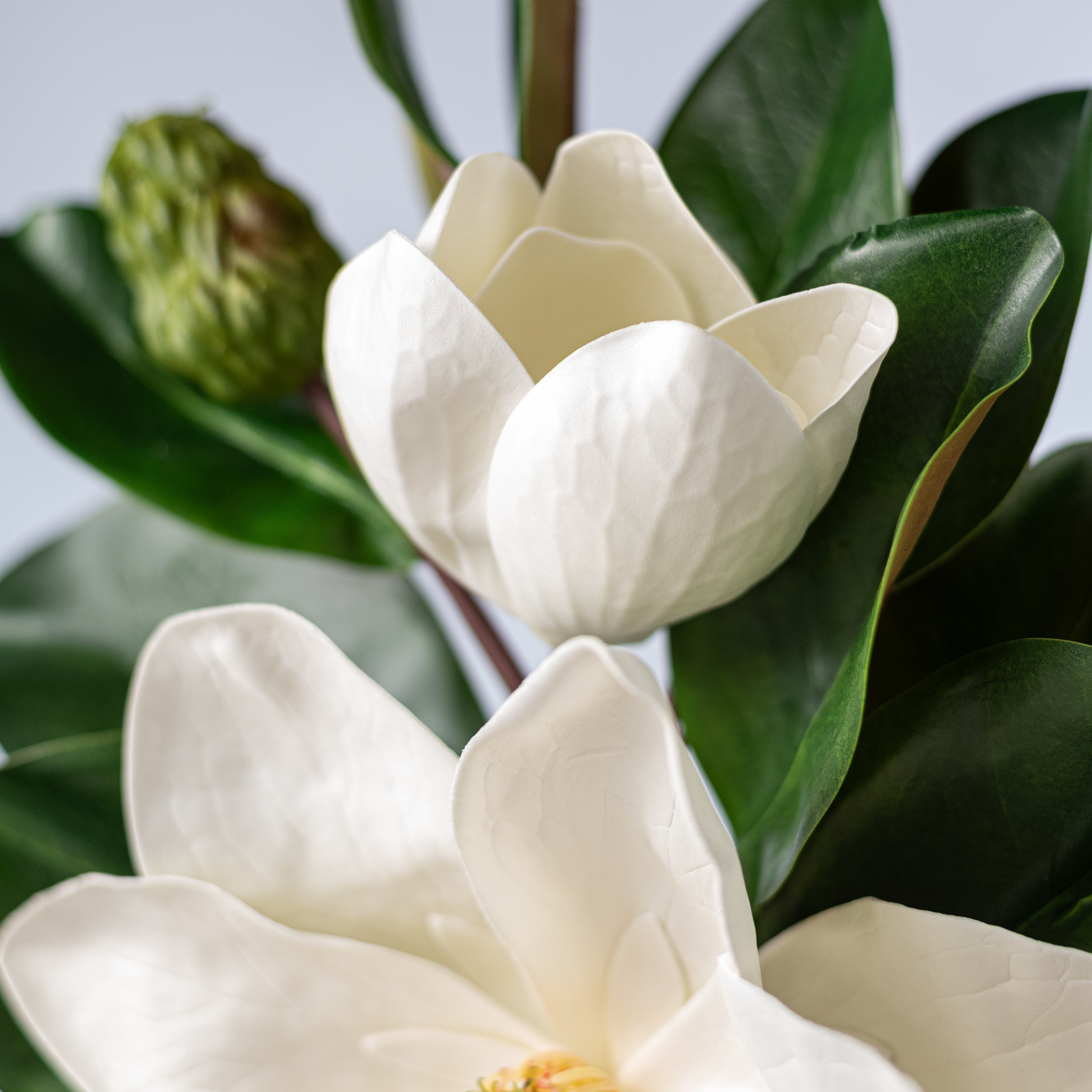 20" Magnolia Flower, Bud & Leaves Pick detail photo 4