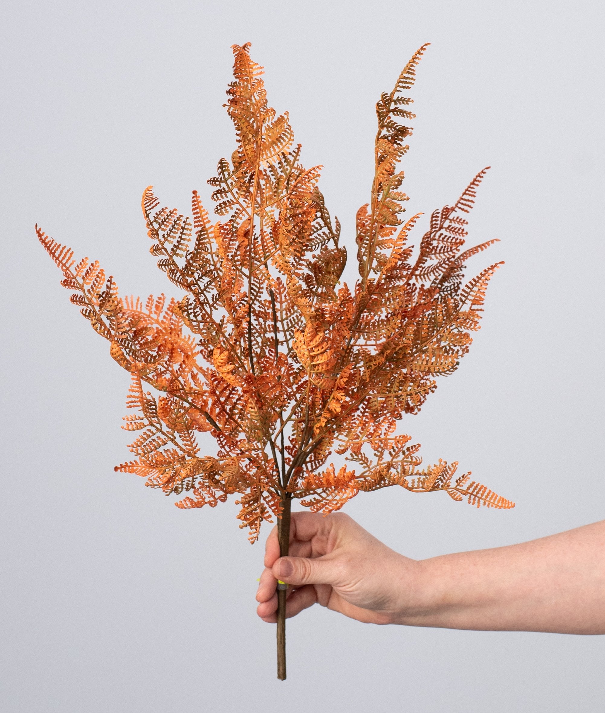 20" Plastic Fern Bush: Fall Orange detail photo 3