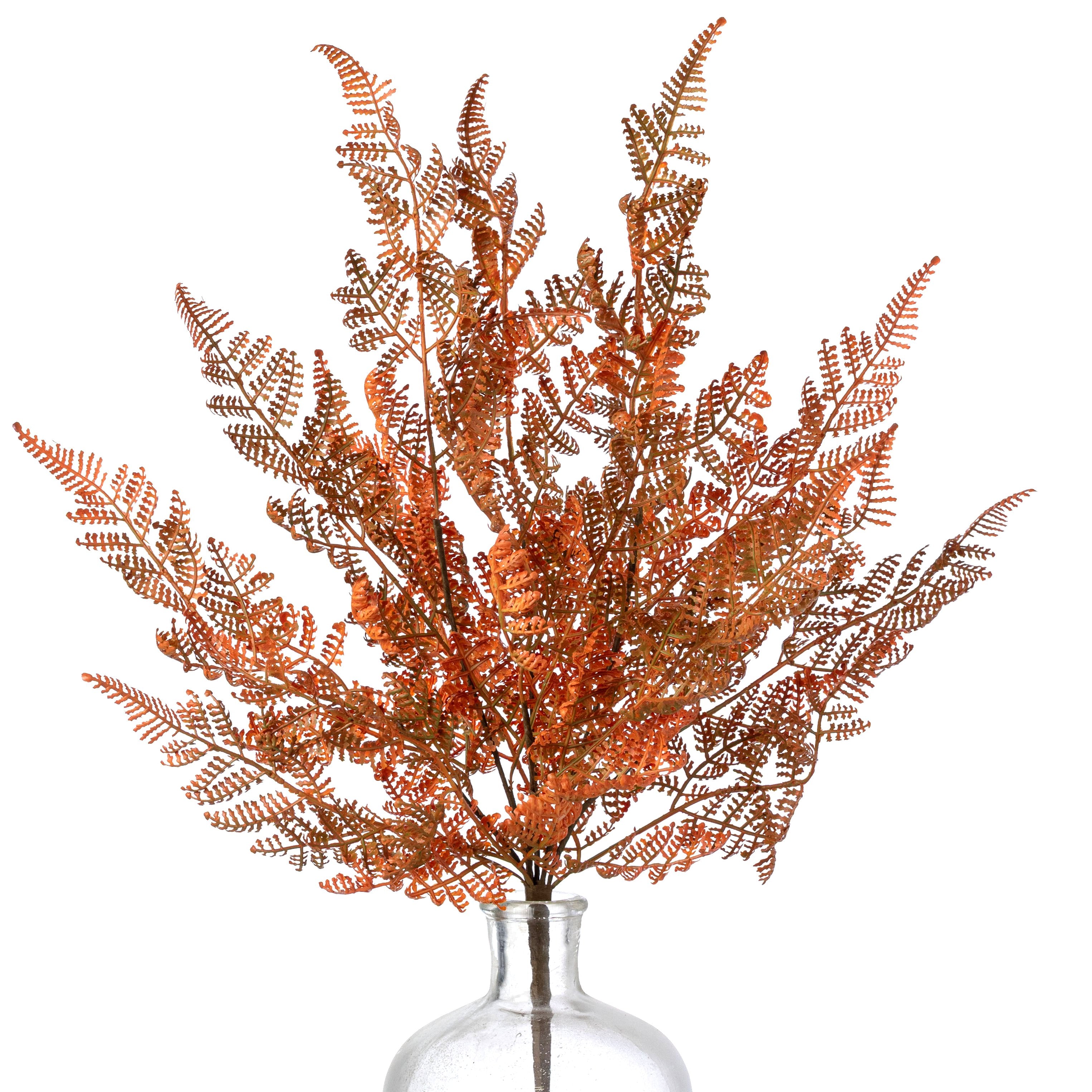 20" Plastic Fern Bush: Fall Orange Item Number: 57319OR