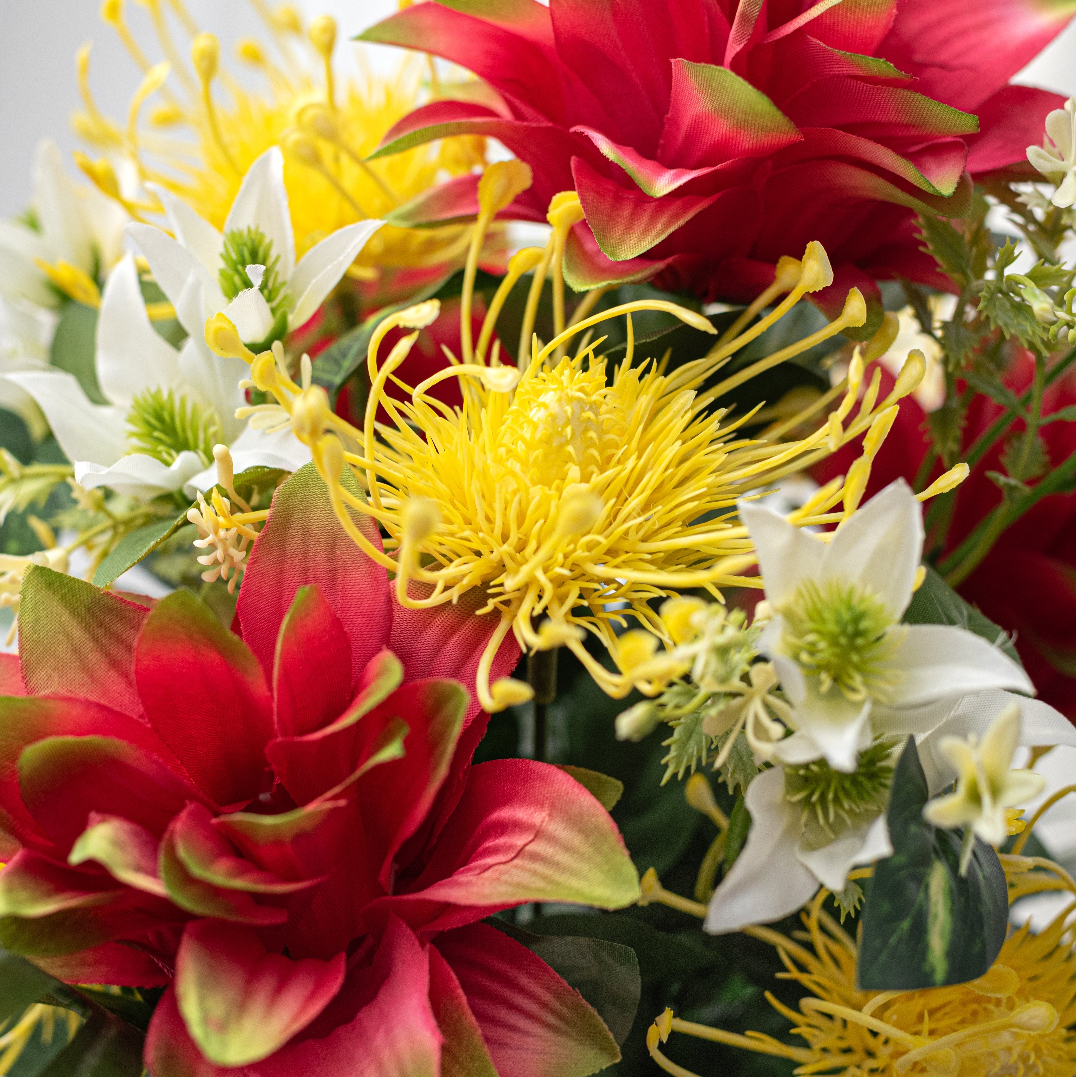 20" Protea Lotus Bush: Fuchsia & Yellow (18 Stem) Lifestyle Photo