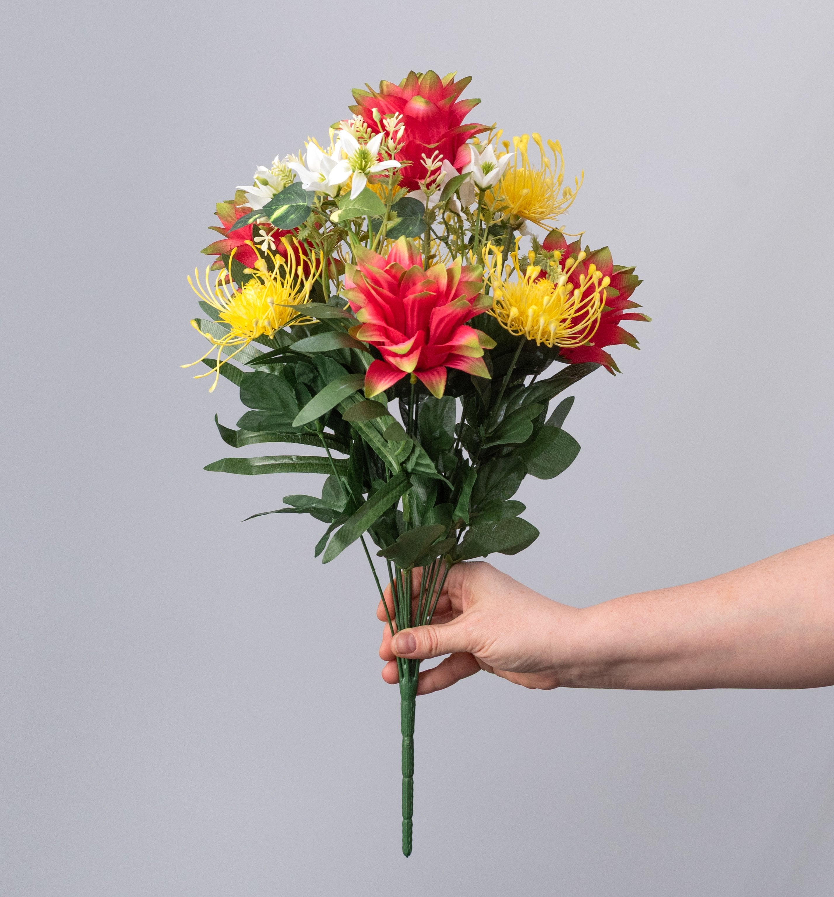 20" Protea Lotus Bush: Fuchsia & Yellow (18 Stem) detail photo 3