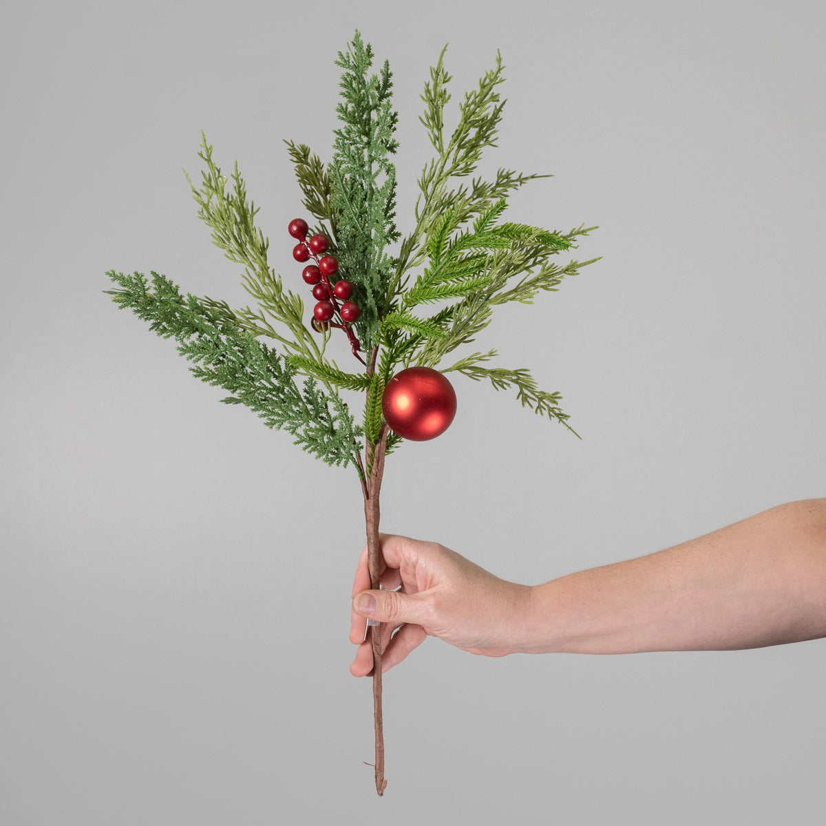 20" Soft Touch Mixed Pine & Ornament Spray detail photo 3