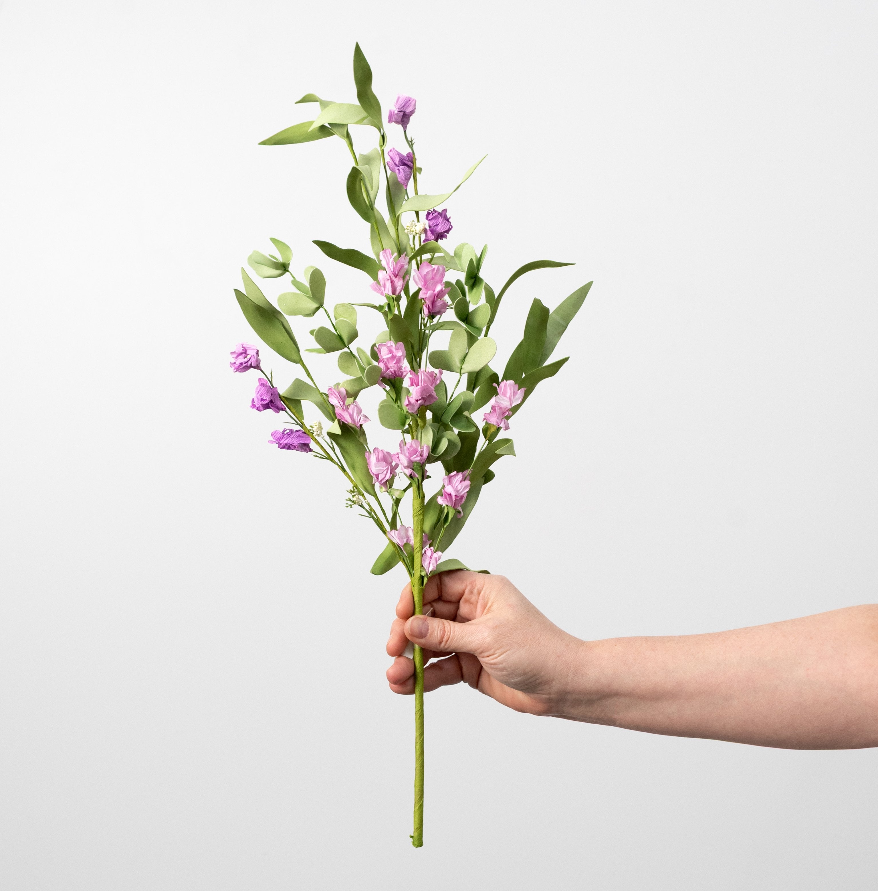 20" Wild Mountain Paper Flower Blossoms Spray: Lavender detail photo 3