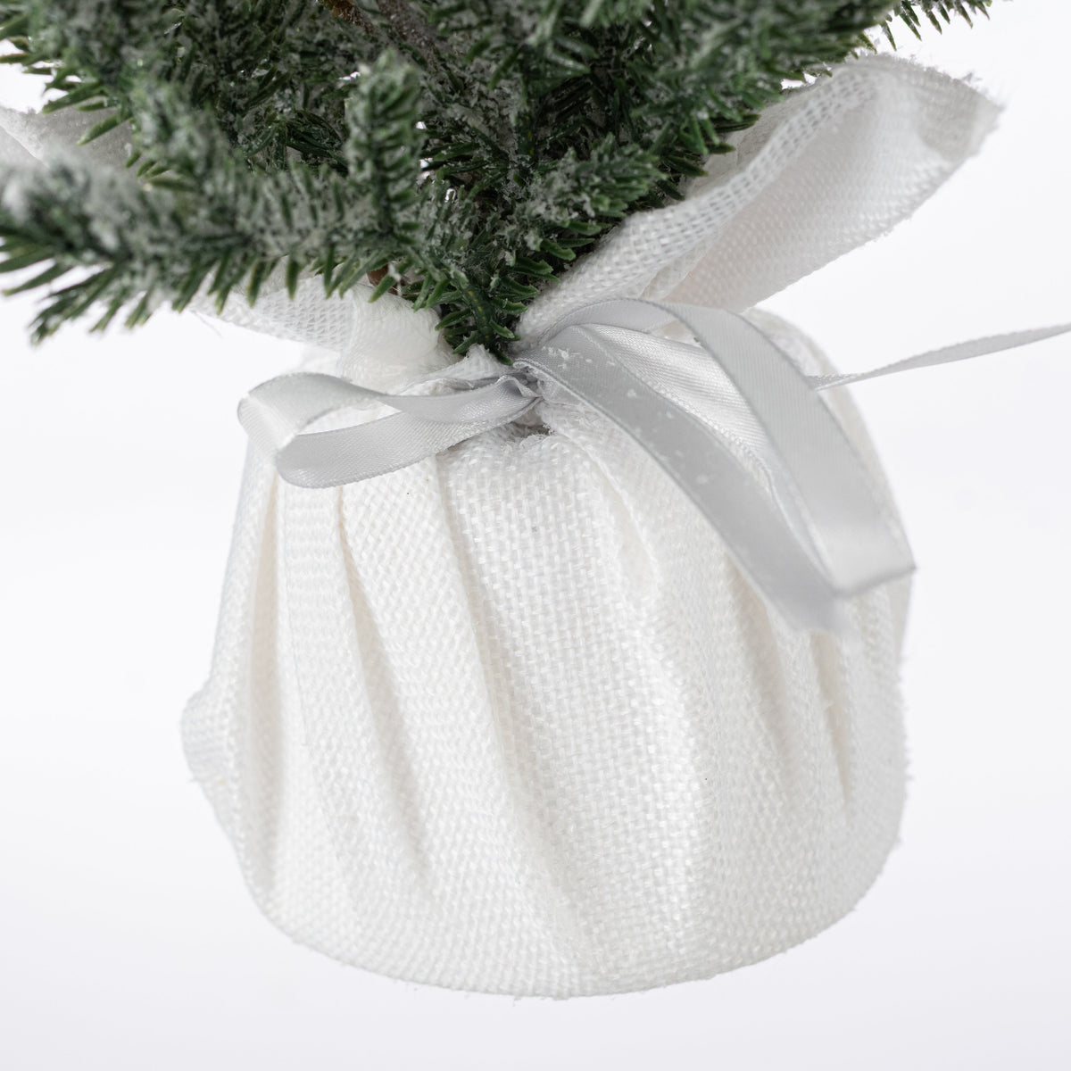 21" Artificial Flocked Pine Tree Table Decor: White detail photo 4
