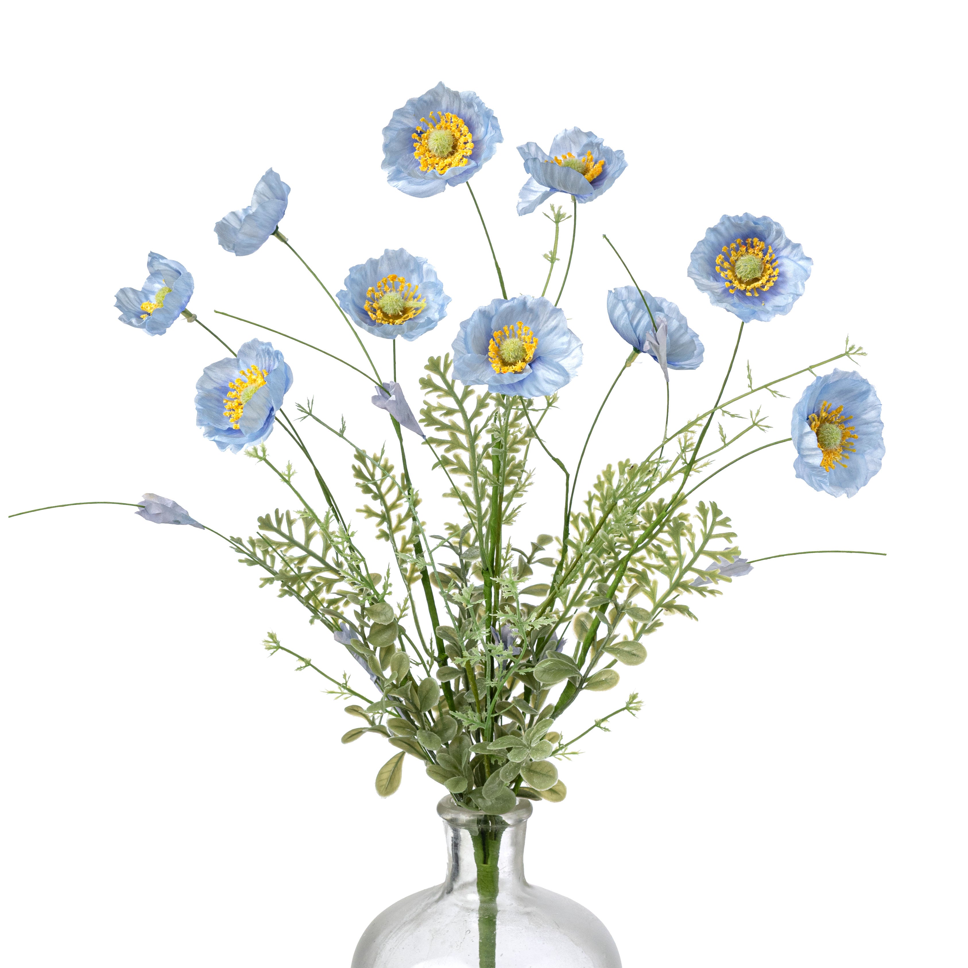 21â Artificial Poppy Flower Bush: Blue (10 Stem) Item Number: 40445-BL