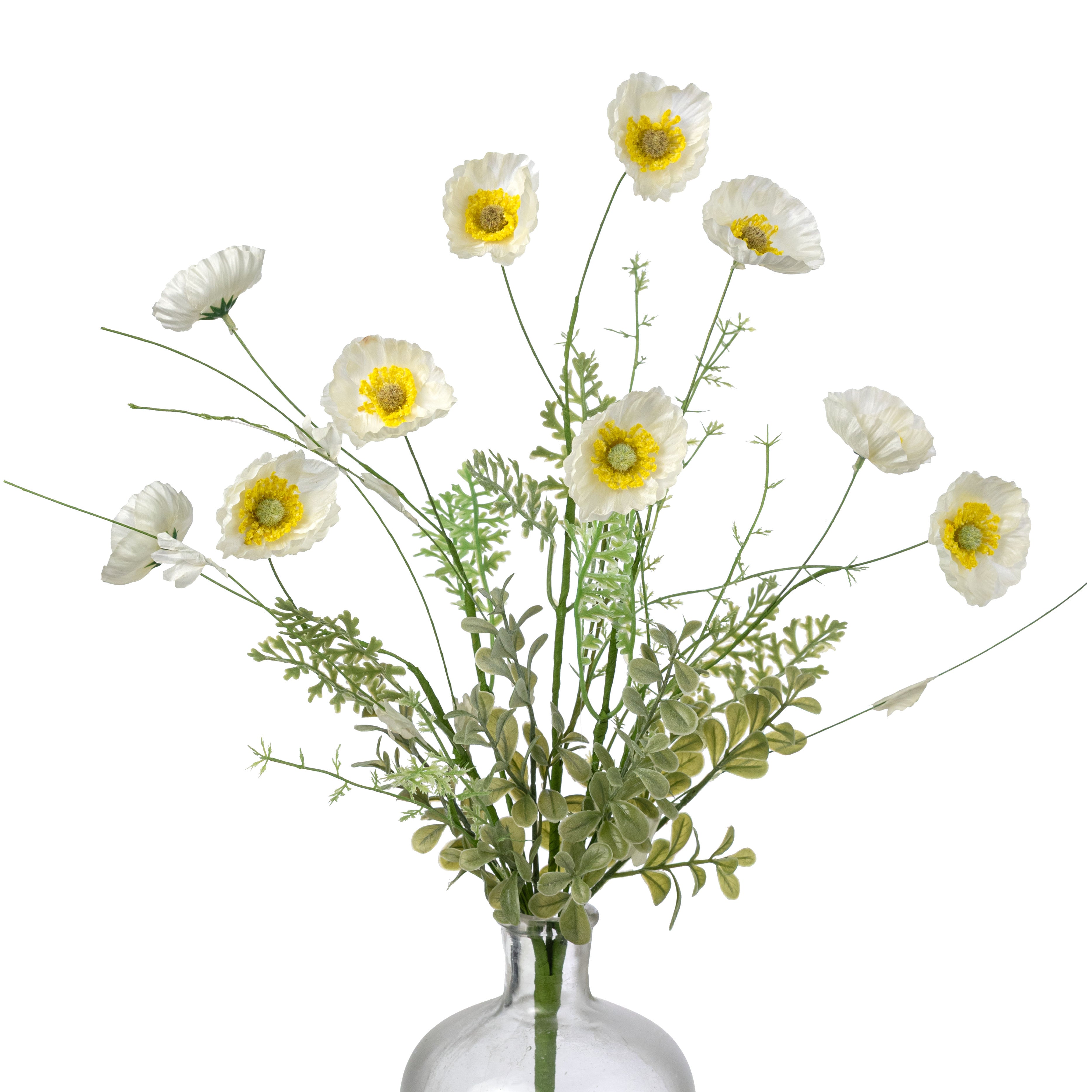 21â Artificial Poppy Flower Bush: Cream (10 Stem) Item Number: 40445-CR