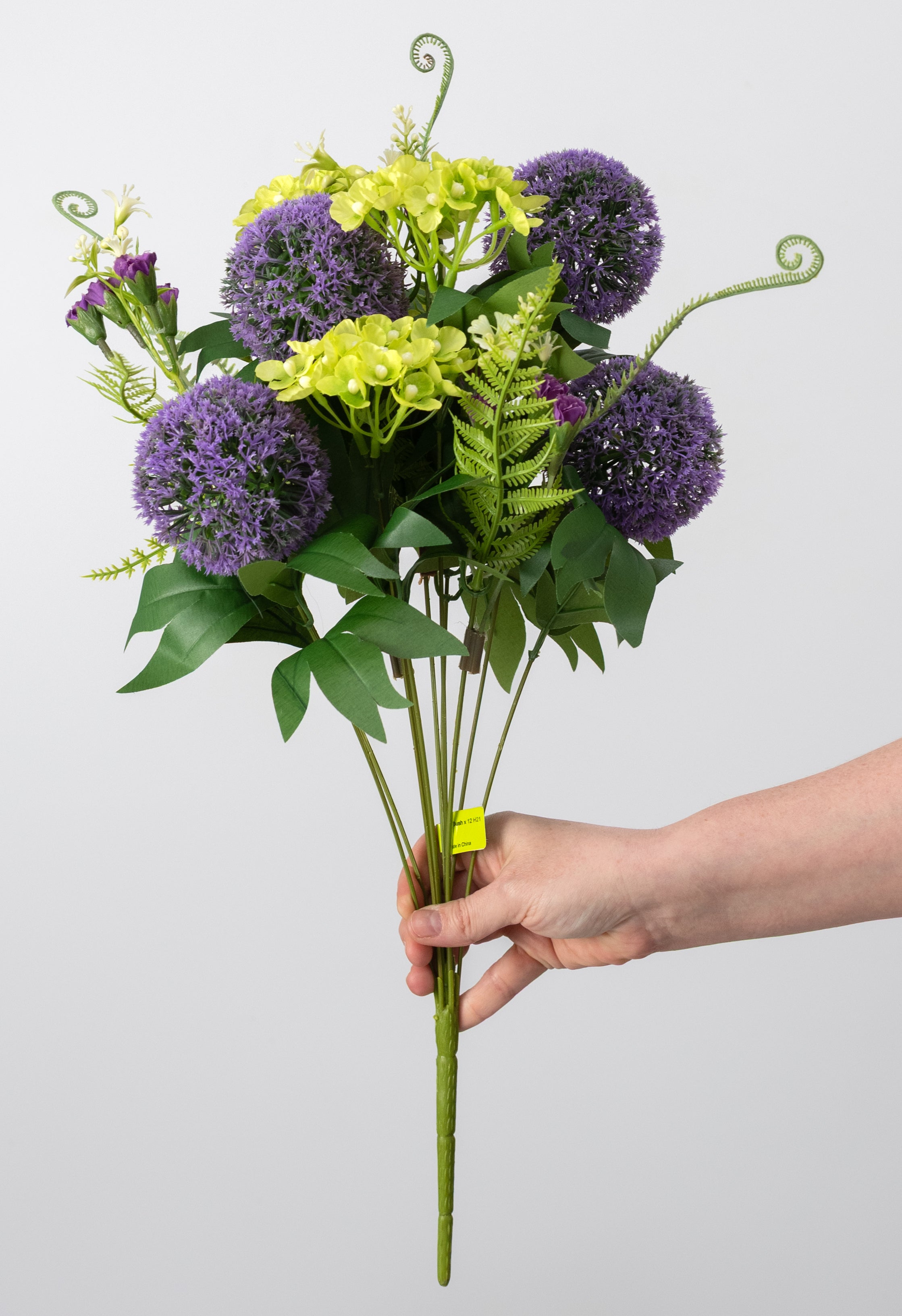 21" Ball Hydrangea & Fern Bush: Purple (12 Stem) detail photo 3