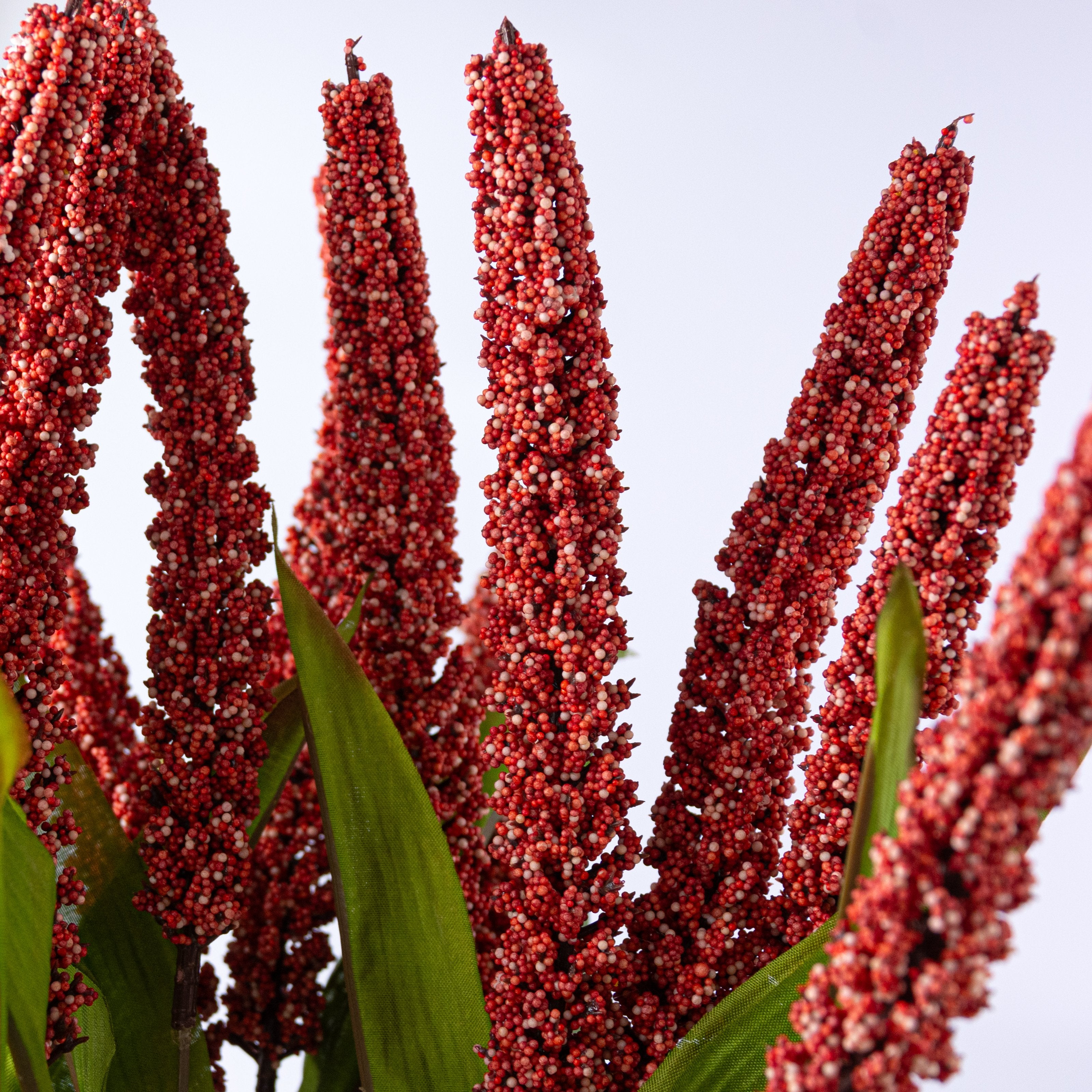 21" Faux Millet Bush: Coral Red (14 Stem) Lifestyle Photo