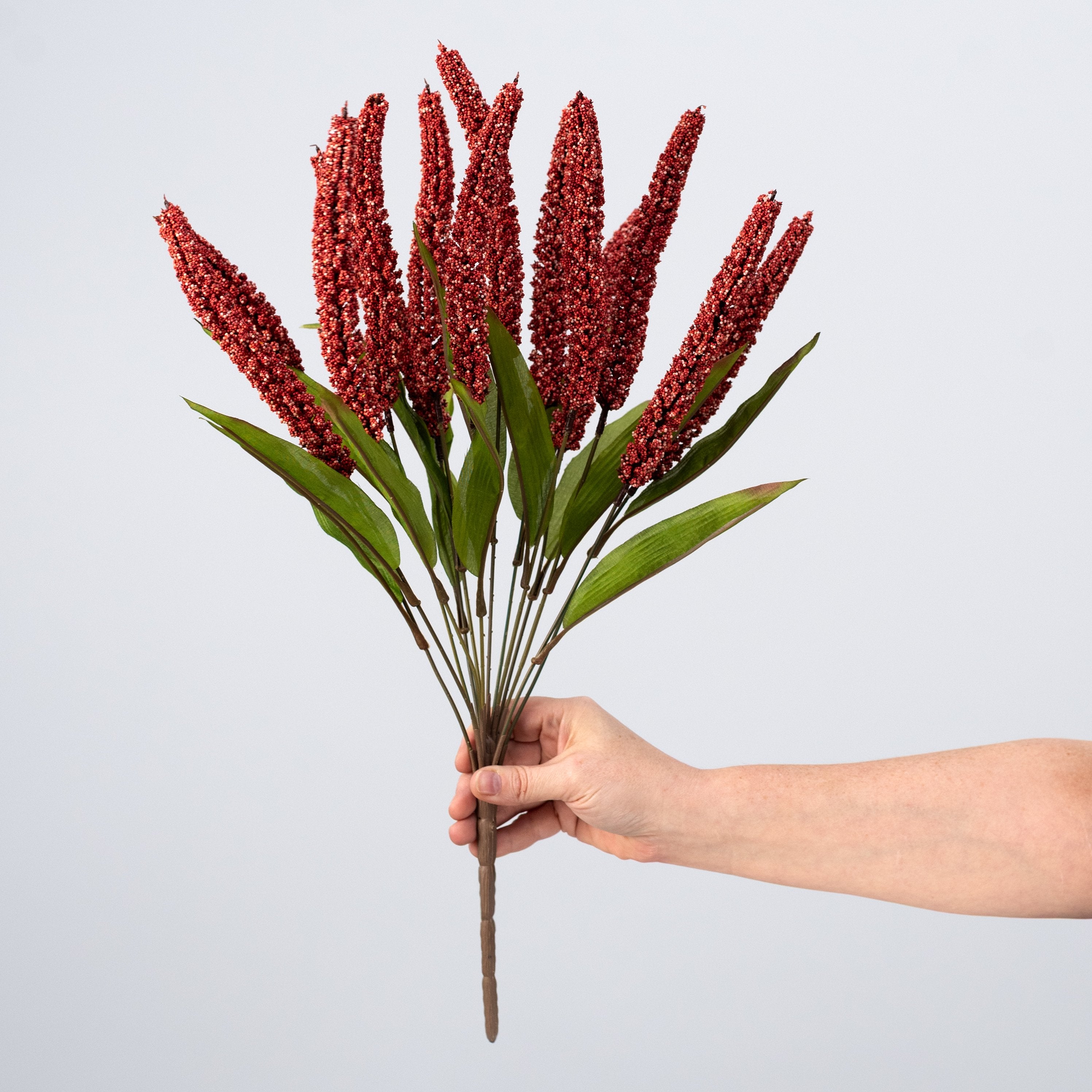 21" Faux Millet Bush: Coral Red (14 Stem) detail photo 3