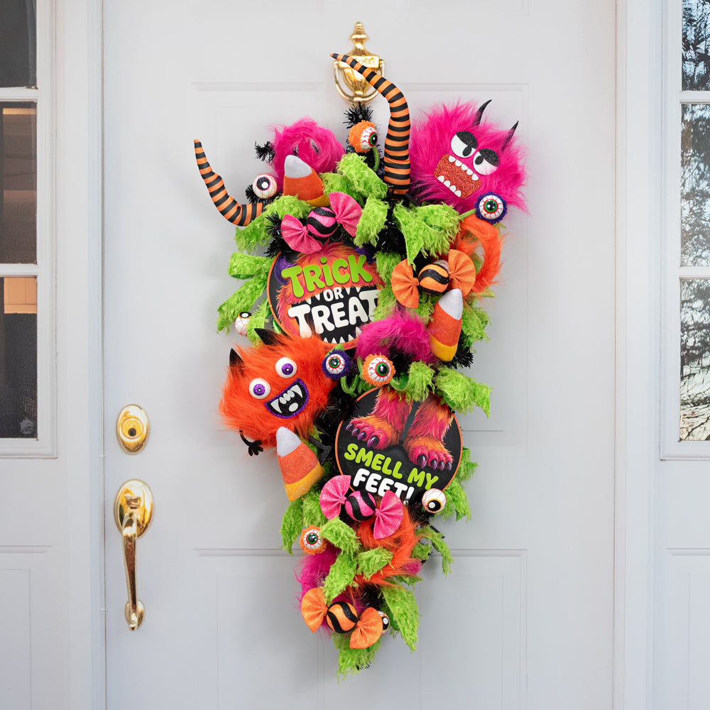 21" Furry Halloween Monster Spray: Orange detail photo 4