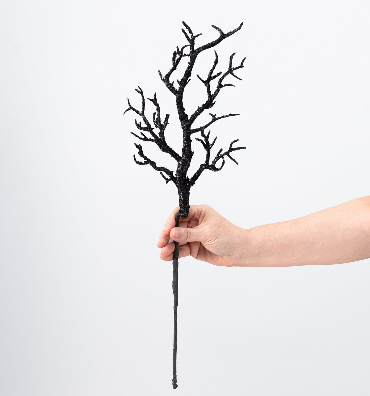 21" Glitter Twig Spray: Black detail photo 3