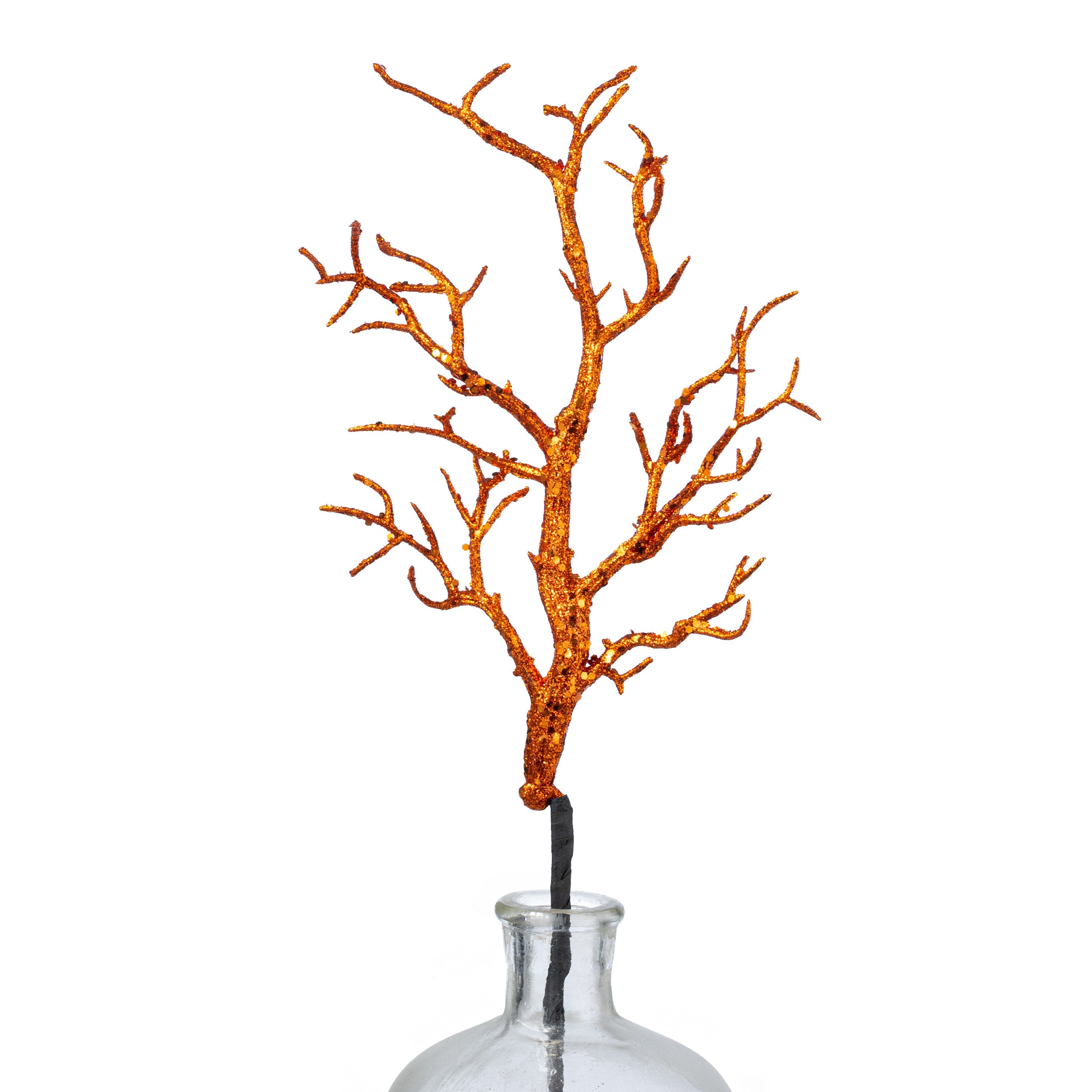 21" Glitter Twig Spray: Orange Item Number: MN061320