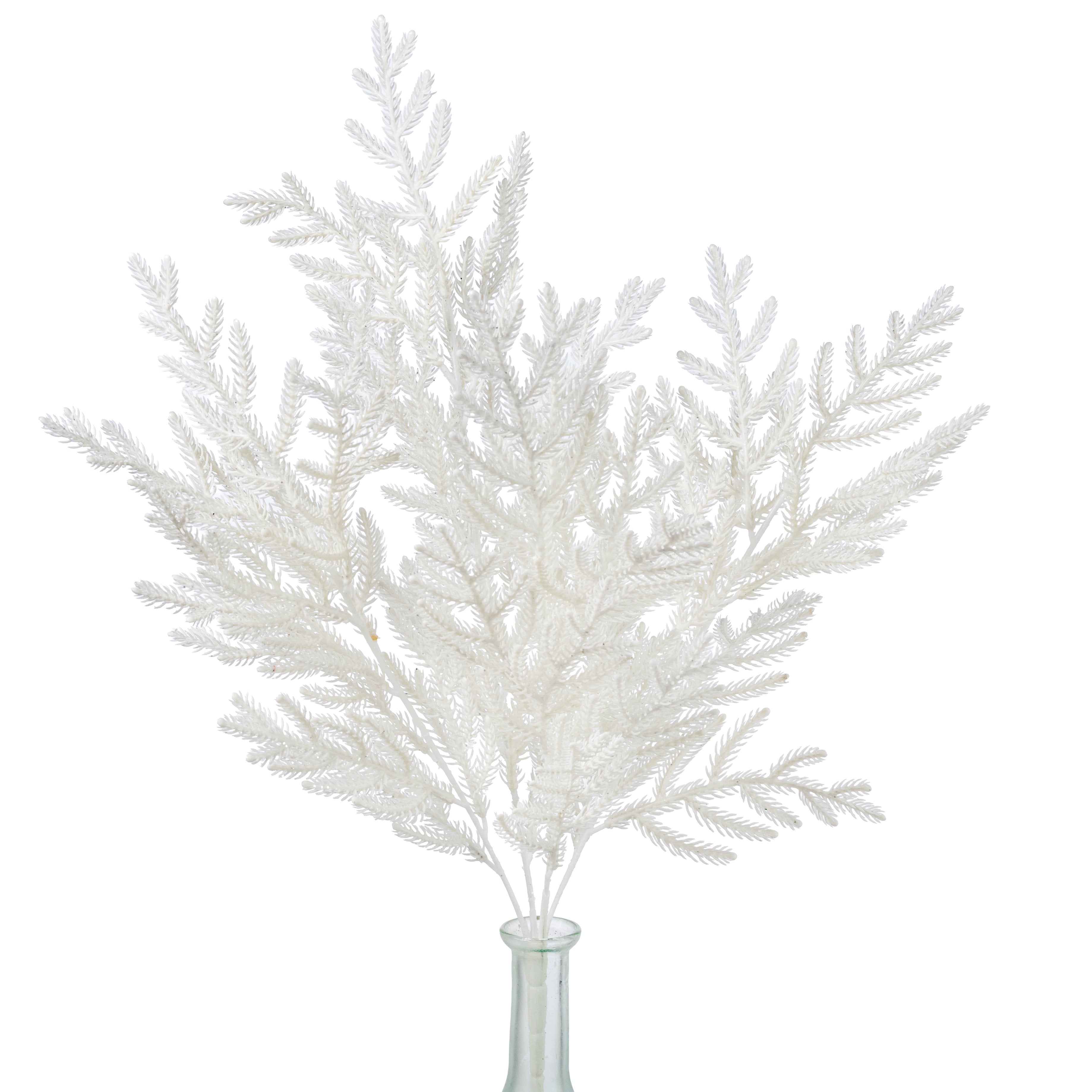 21" Glittered Pine Bush: White (4 Stem) Item Number: 85266-WT