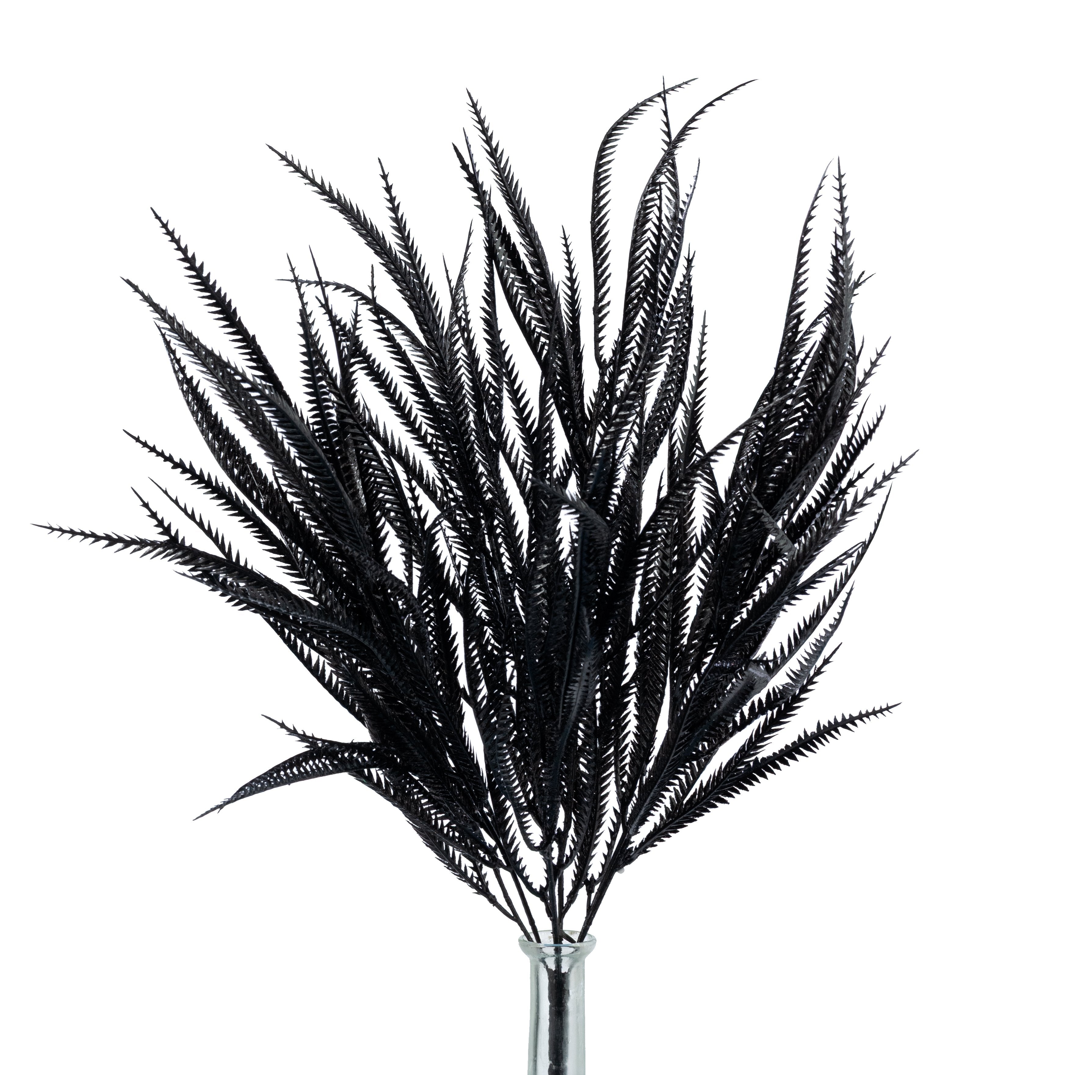 21" Glittered Sword Fern Bush: Black Item Number: 85796-BK