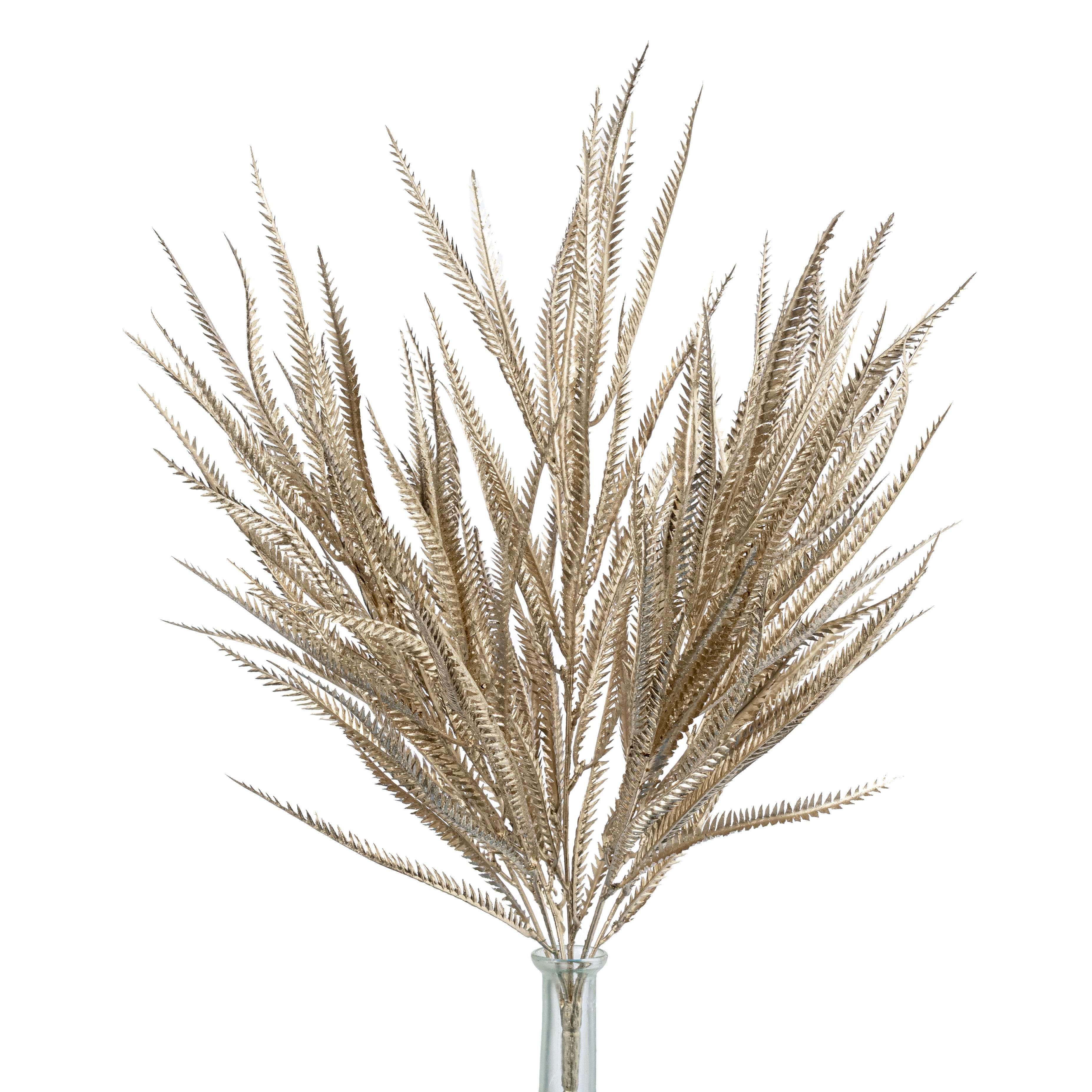21" Glittered Sword Fern Bush: Champagne Gold Item Number: 85796-CHAMP