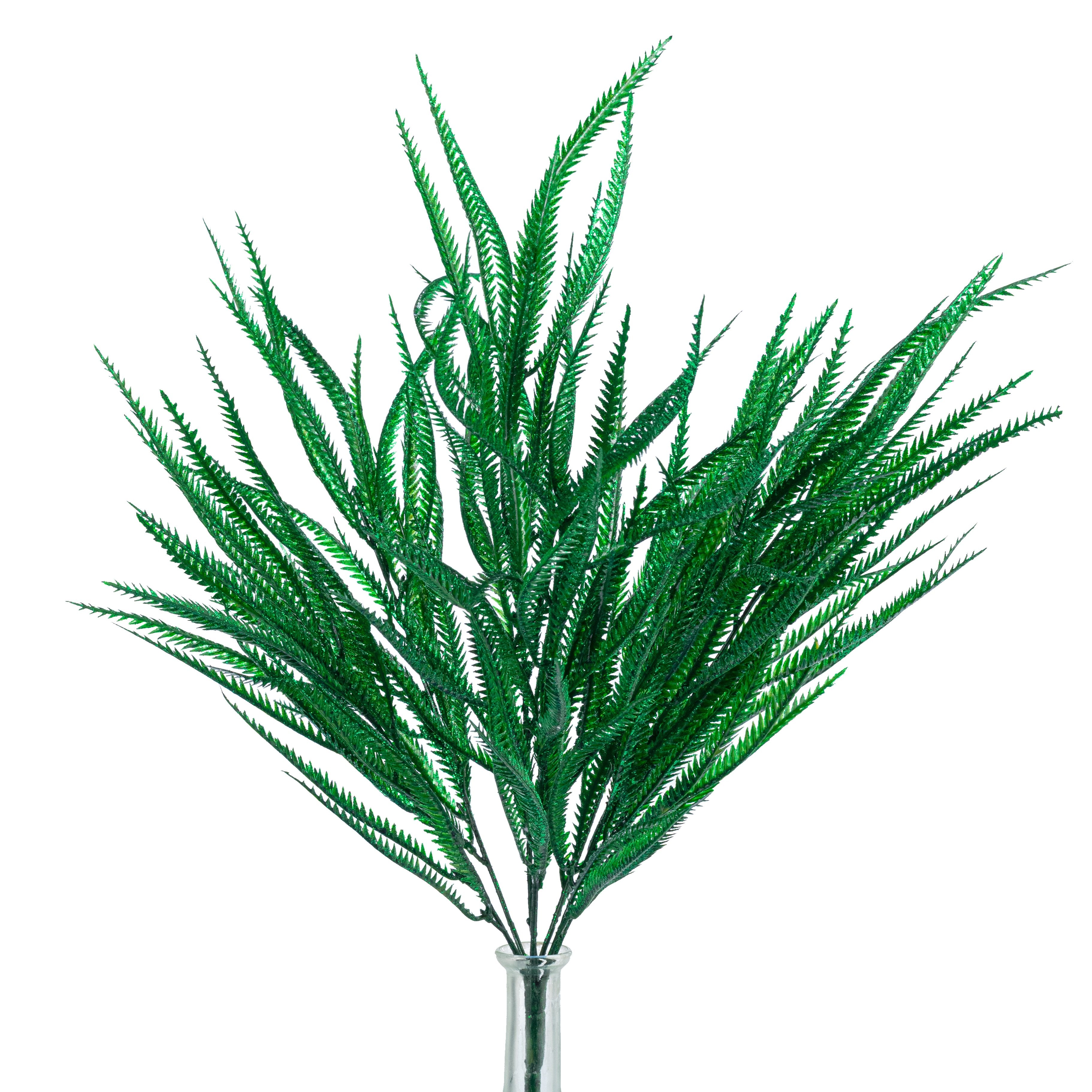 21" Glittered Sword Fern Bush: Emerald Green Item Number: 85796-GN