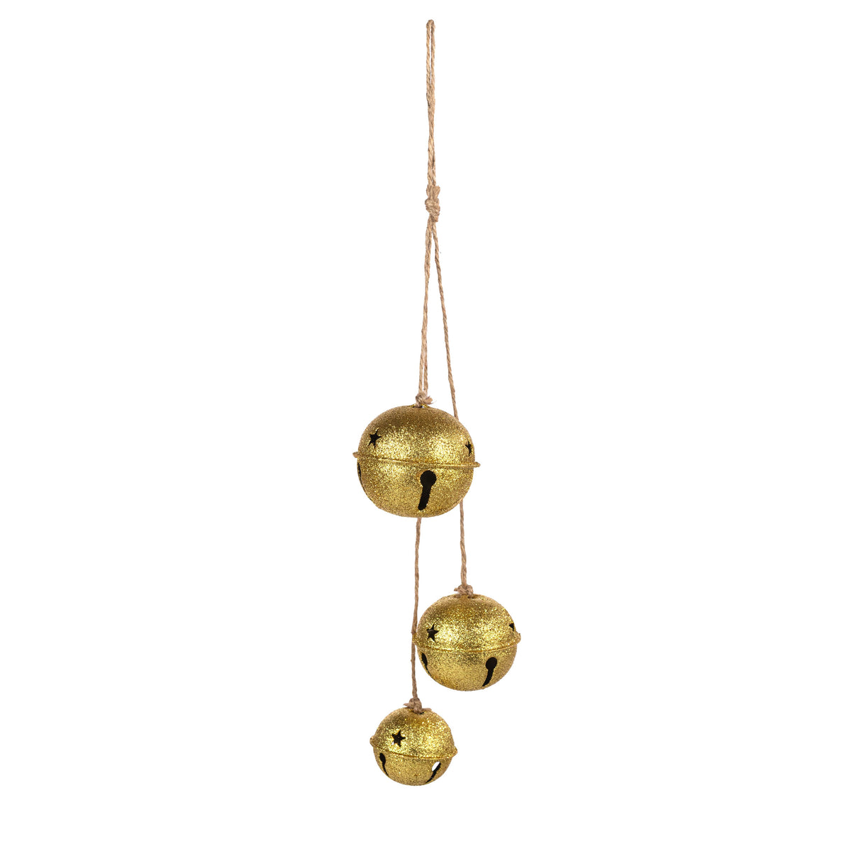 21" Hanging Glitter Jingle Bell Cluster Ornament: 18K Gold detail photo 3