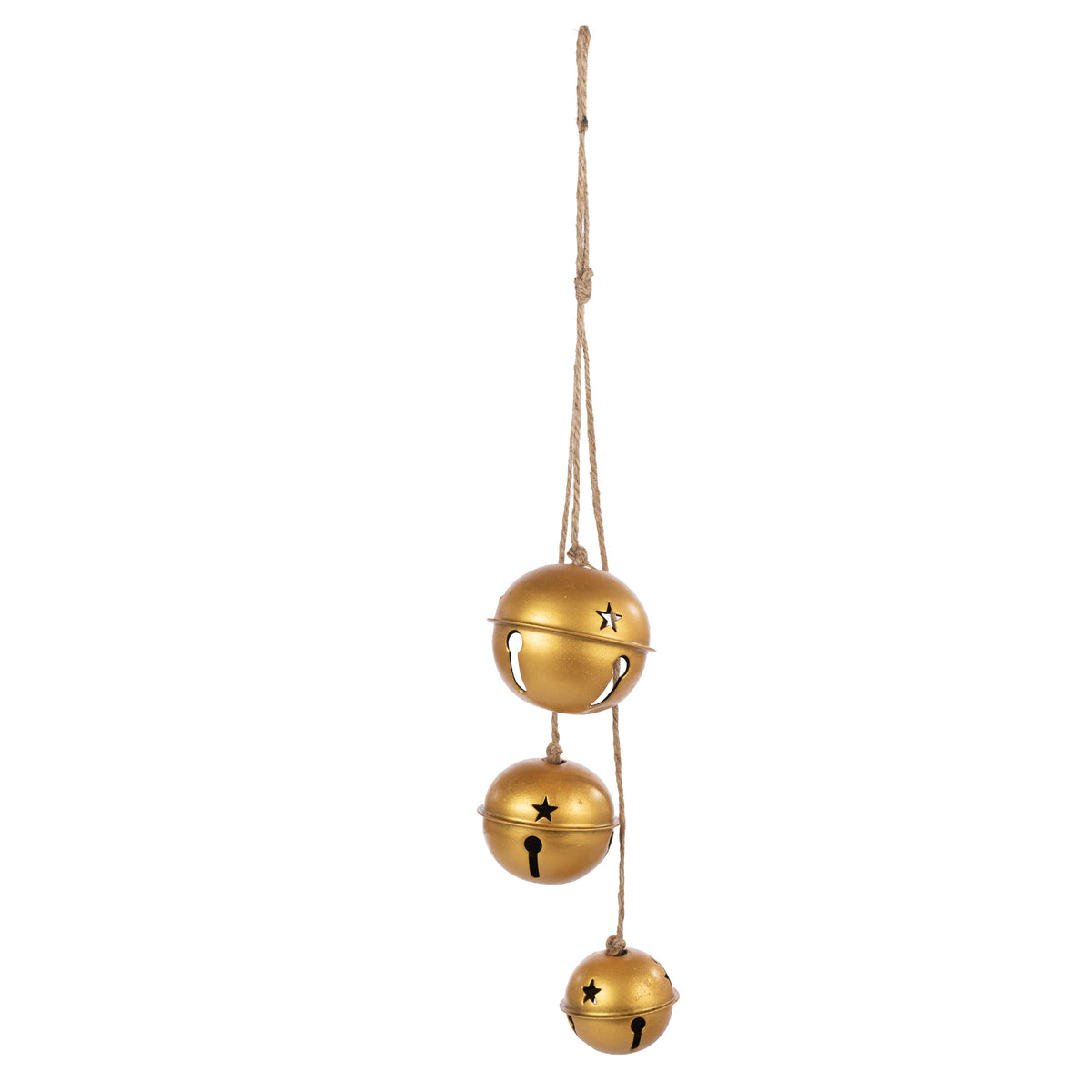 21" Hanging Jingle Bell Cluster Ornament: Antique Shiny Gold detail photo 3