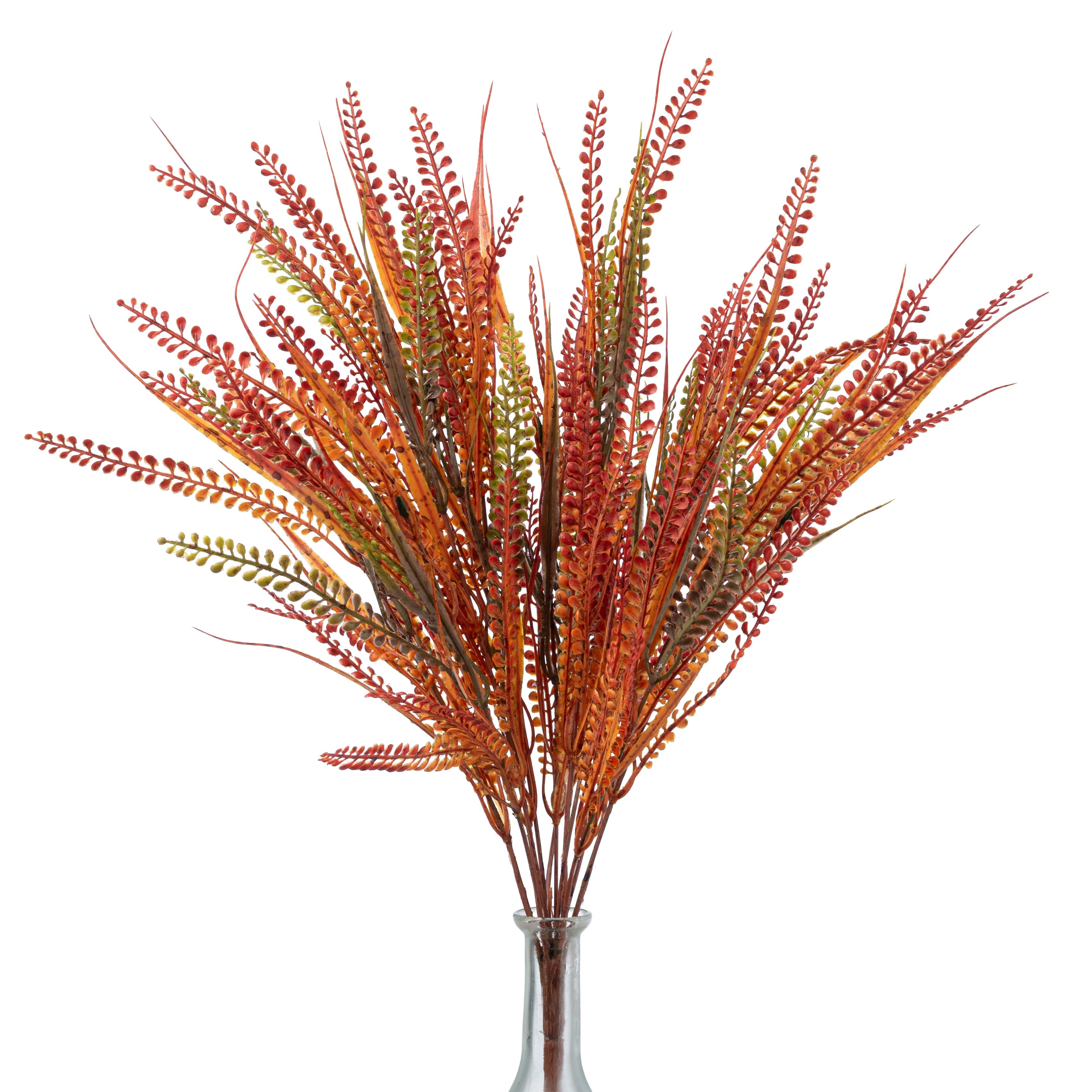21" Plastic Button Fern Bush: Fall Mix (12 Stem) Item Number: 85792