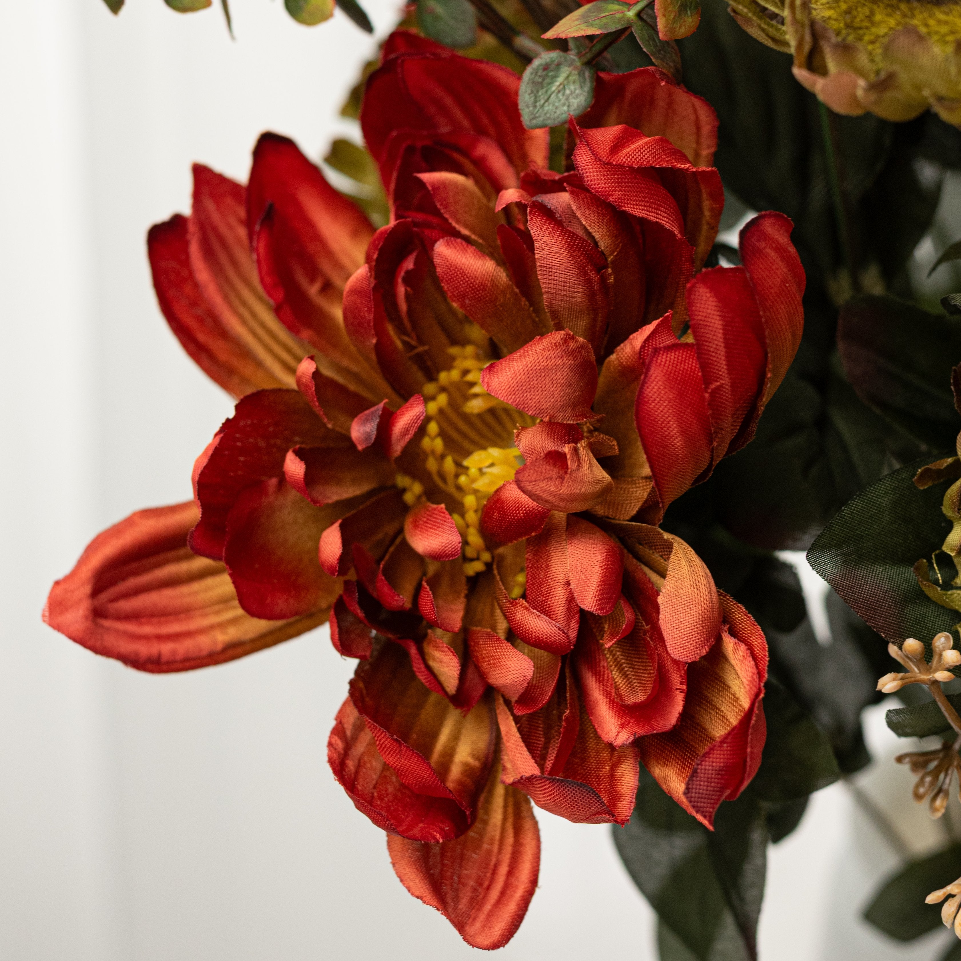21" Sunflower Mum Bush: Rust Orange & Red (14 Stem) Lifestyle Photo
