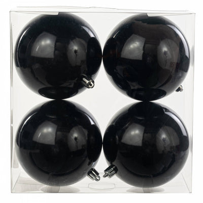 100MM Plastic Ball Ornament: Candy Apple Black (Set of 4)